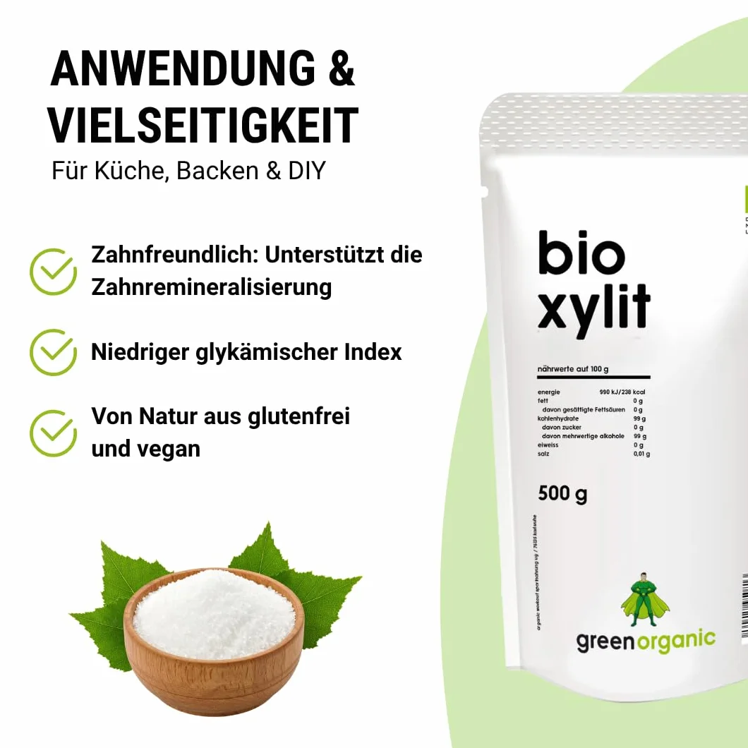 BIO PREMIUM KSYLITOL - z niską zawartością węglowodanów, alternatywa dla cukru, niskokaloryczny, superżywność, lekki, bez dodatków, przyjazny dla zębów, 500g