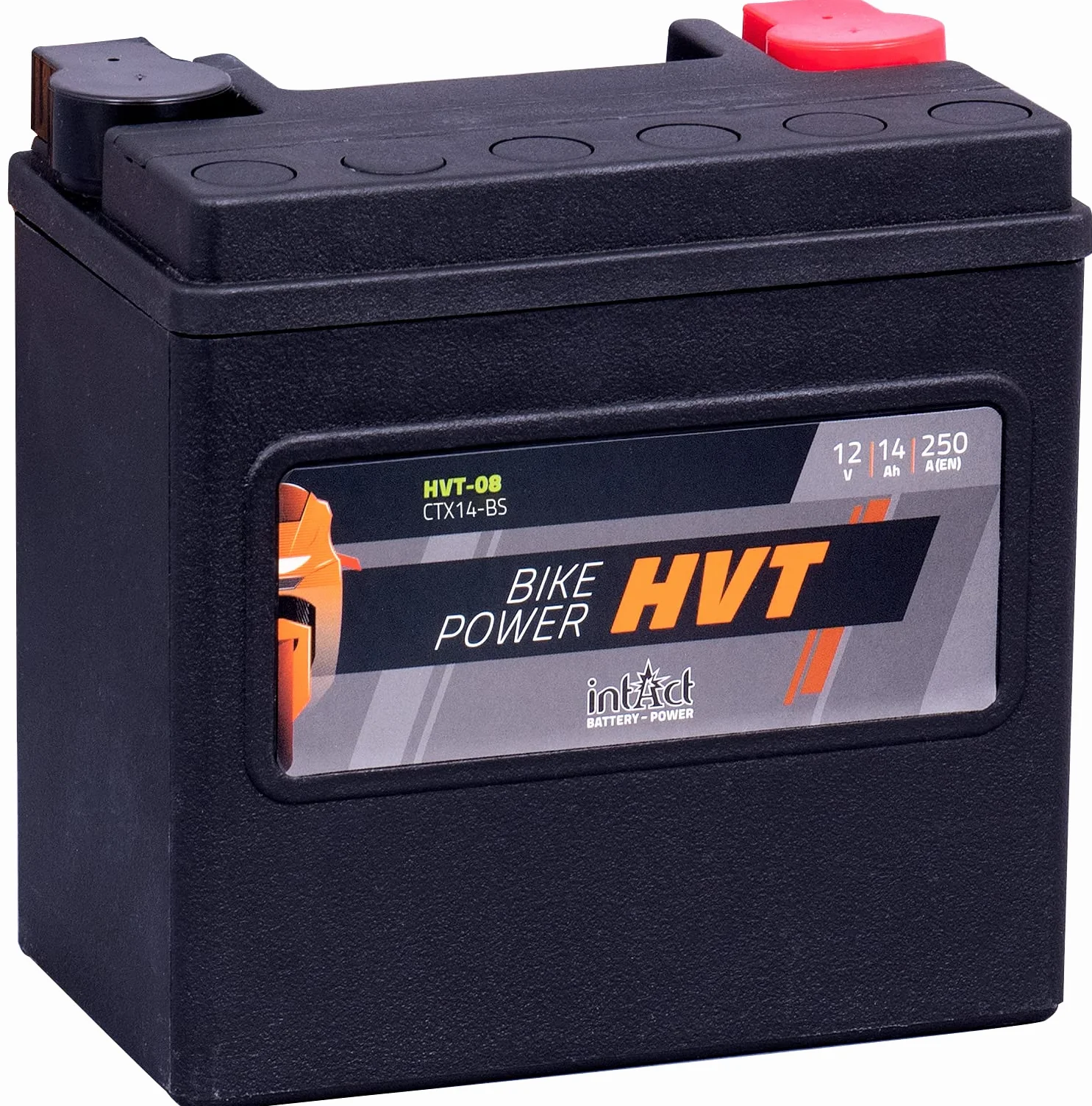 intAct Bike-Power HVT-08 CTX14-BS 12V 14 Ah 250 A EN Odporny na wibracje Akumulator Motocyklowy AGM