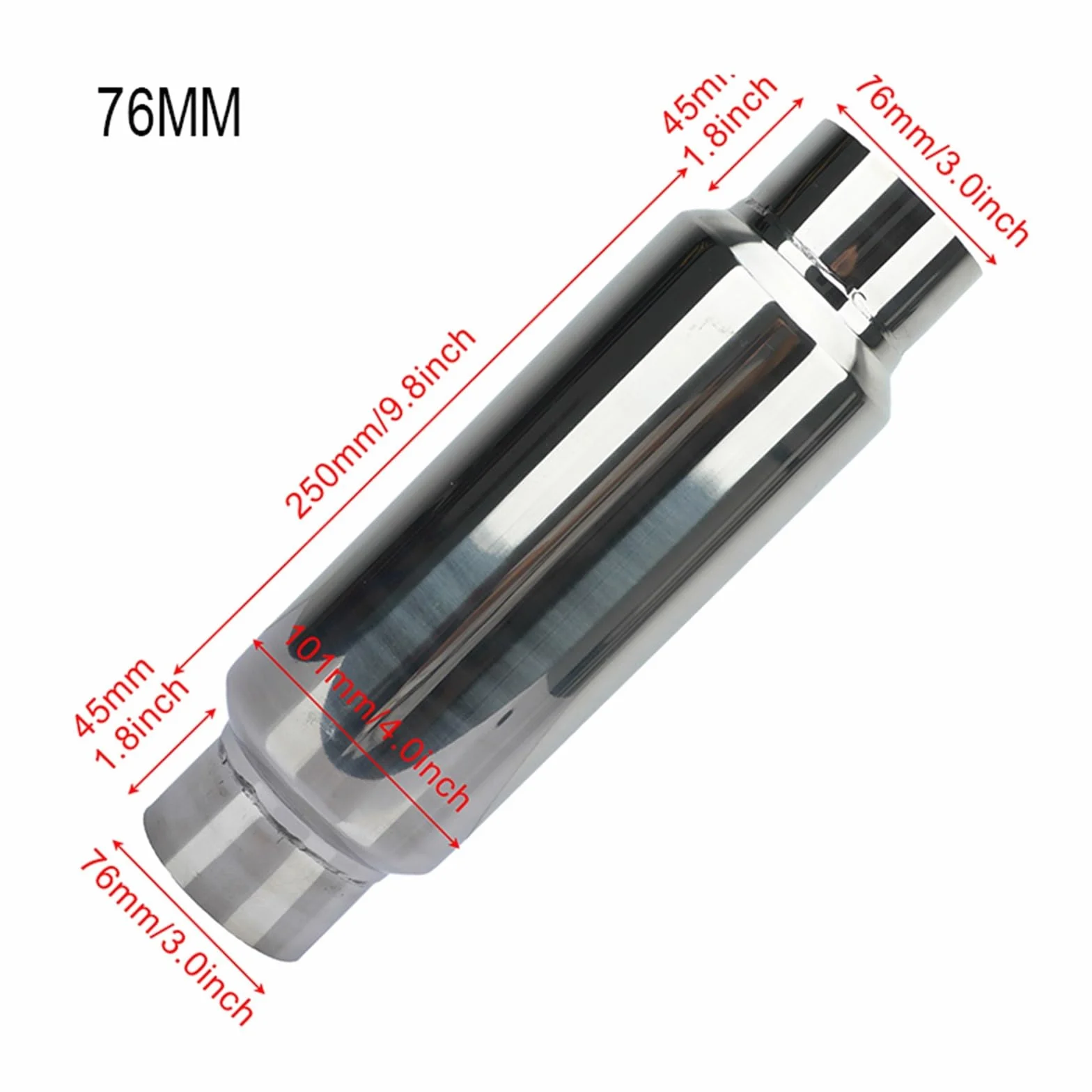 tłumik końcowy Tłumik wydechowy samochodu 51MM 57MM 63MM 76MM rezonatora ze stali nierdzewnej(76MM)