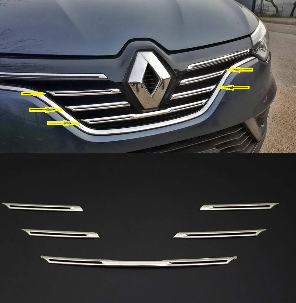 manox Dla Renault Megane IV 2015-2020 5 szt. Chromowana kratka chłodnicy chłodnicy listwy chłodzące ze stali nierdzewnej