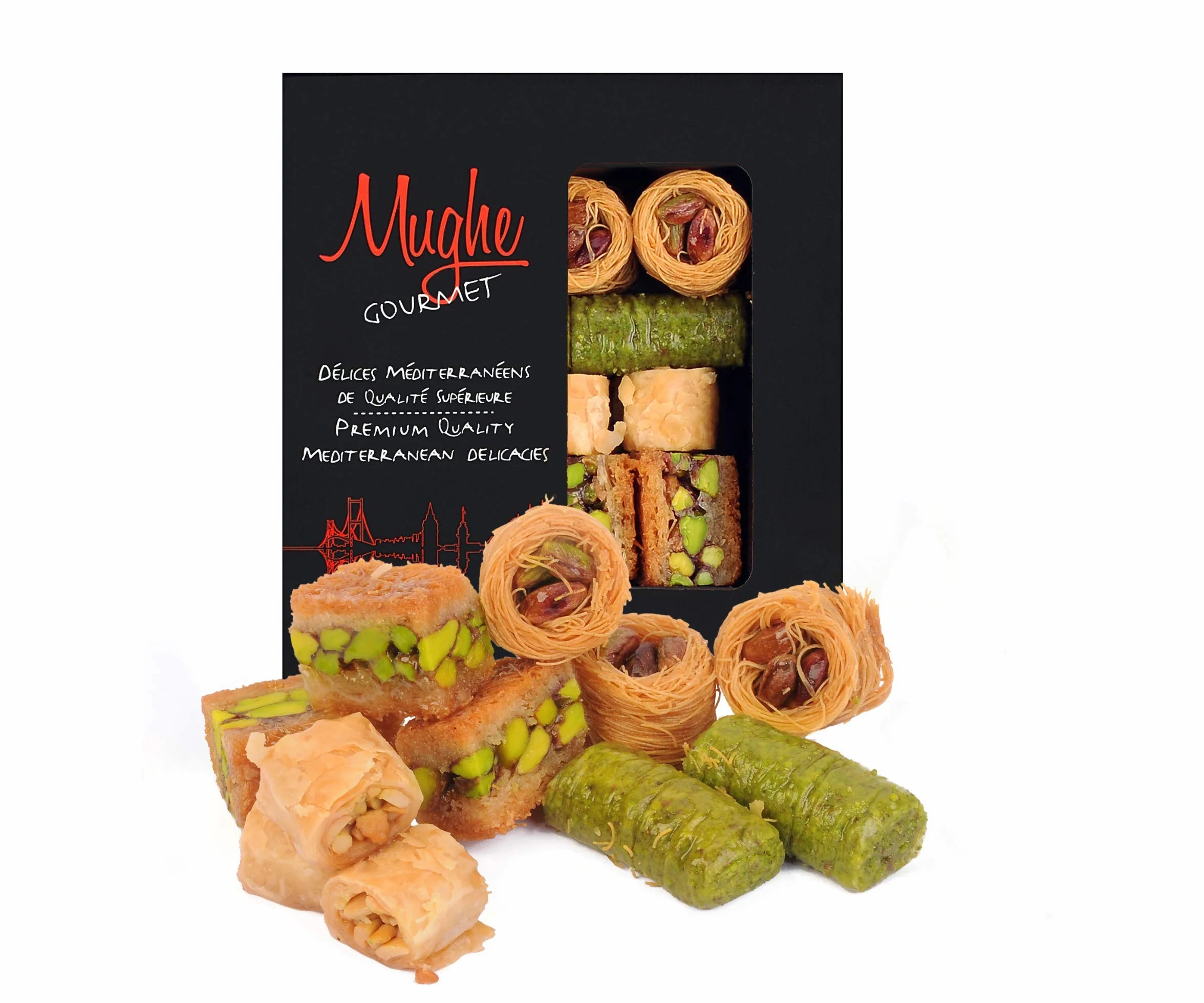 Asortyment Bitesize Turecka Pistacjowa Baklava - Ręcznie Robione Ciasto Deserowe - Pudełko 150g - Mughe Gourmet - Świętuj Wielkanoc, Urodziny, Dzień Ojca i Matki