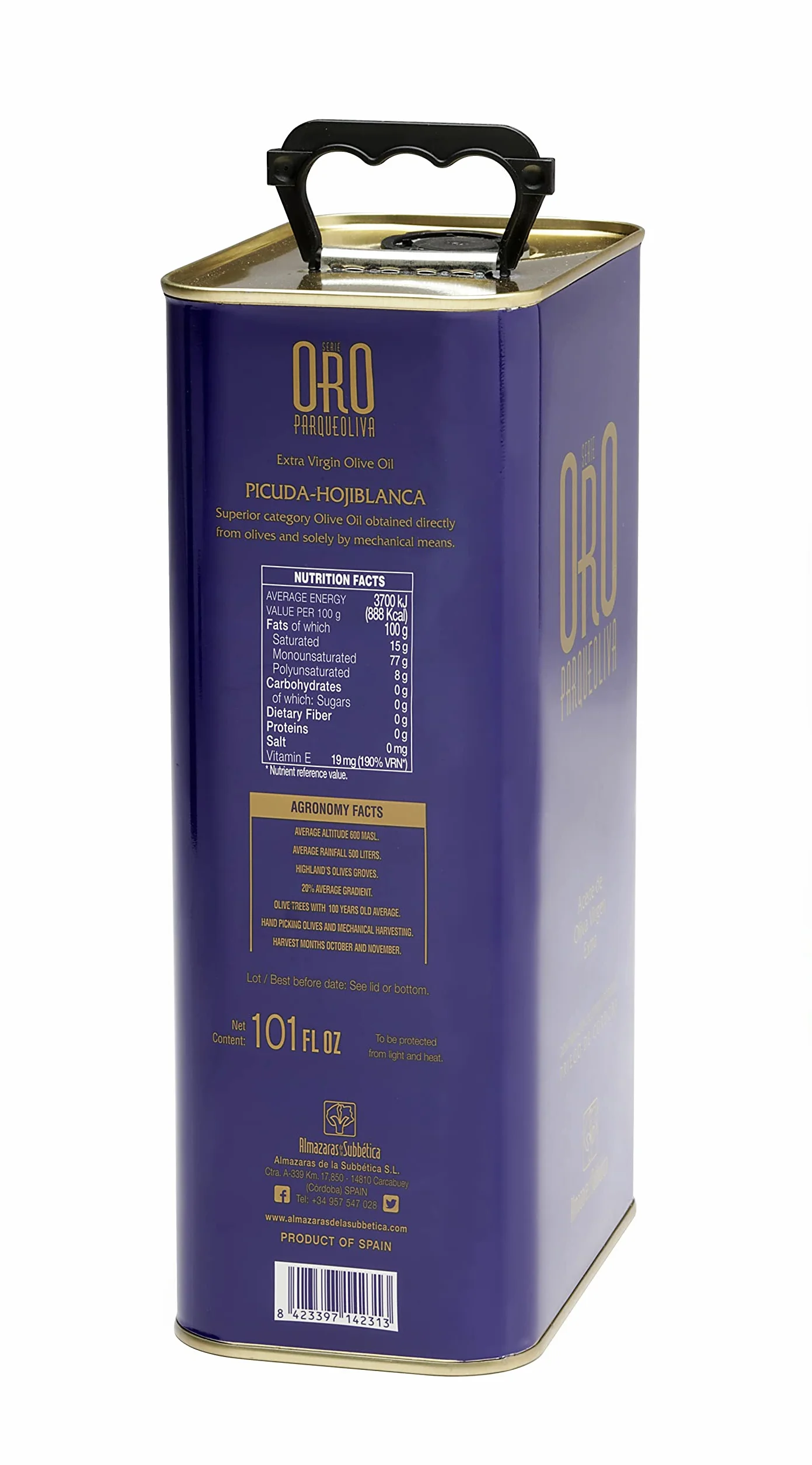 PARQUEOLIVA SERIE ORO - Hiszpańska oliwa z oliwek extra virgin - (odmiany Picuda i Hojiblanca) - puszka 3 litry