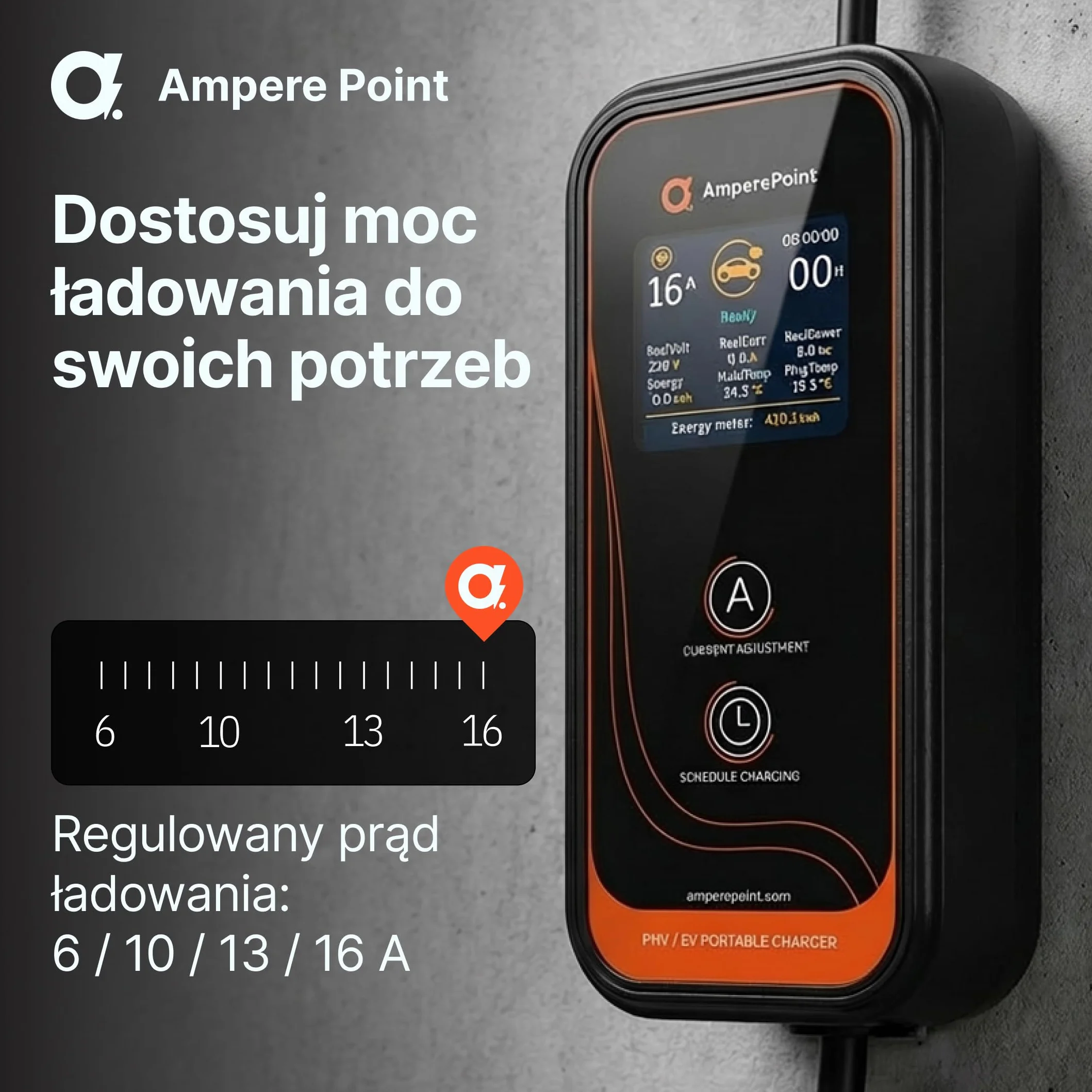 Wallbox Mobilna Ładowarka EV 11 kW 16 A Typ 2, Stacja Ładująca z regulowaną mocą 8-16 A, kabel 6 m, CEE 400 V
