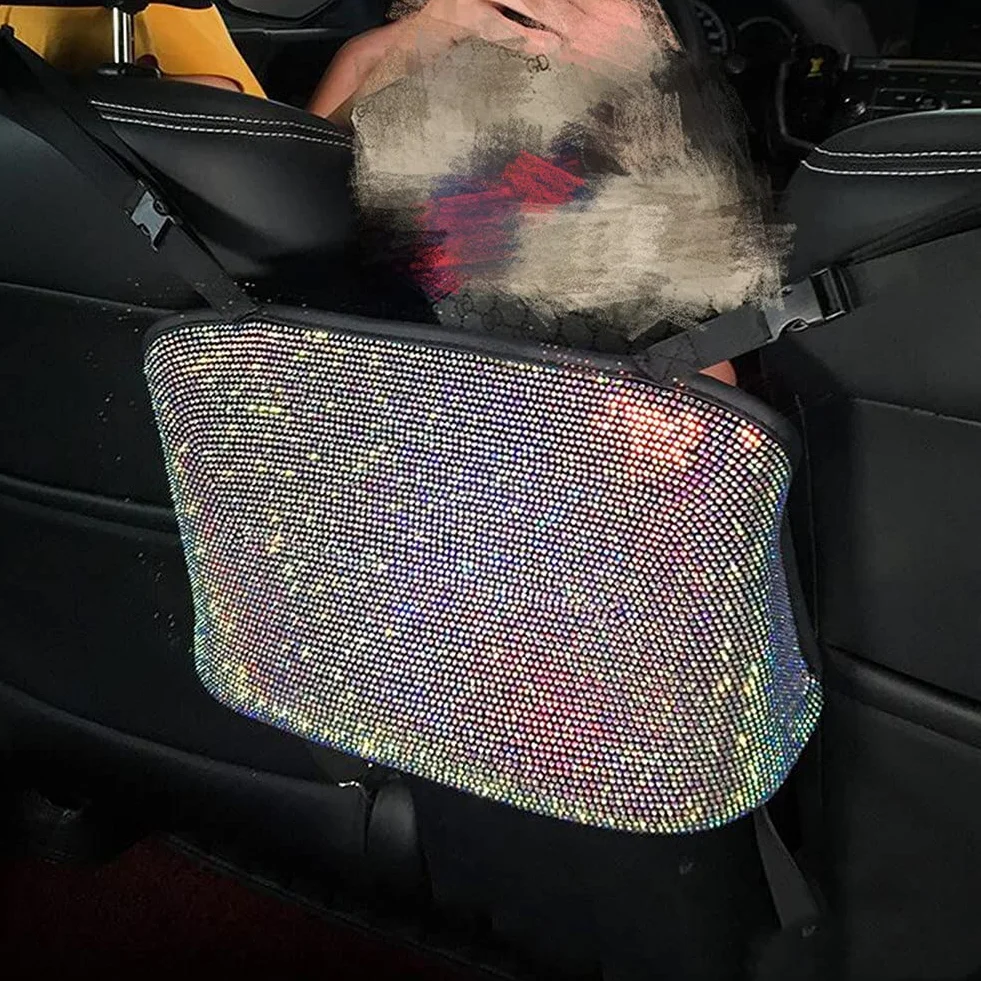 Bling Bling organizer na fotel samochodowy, worek na śmieci, z brokatem, z kryształem strasu, organizer na oparcie samochodu, duża pojemność, torba do przechowywania, kolor