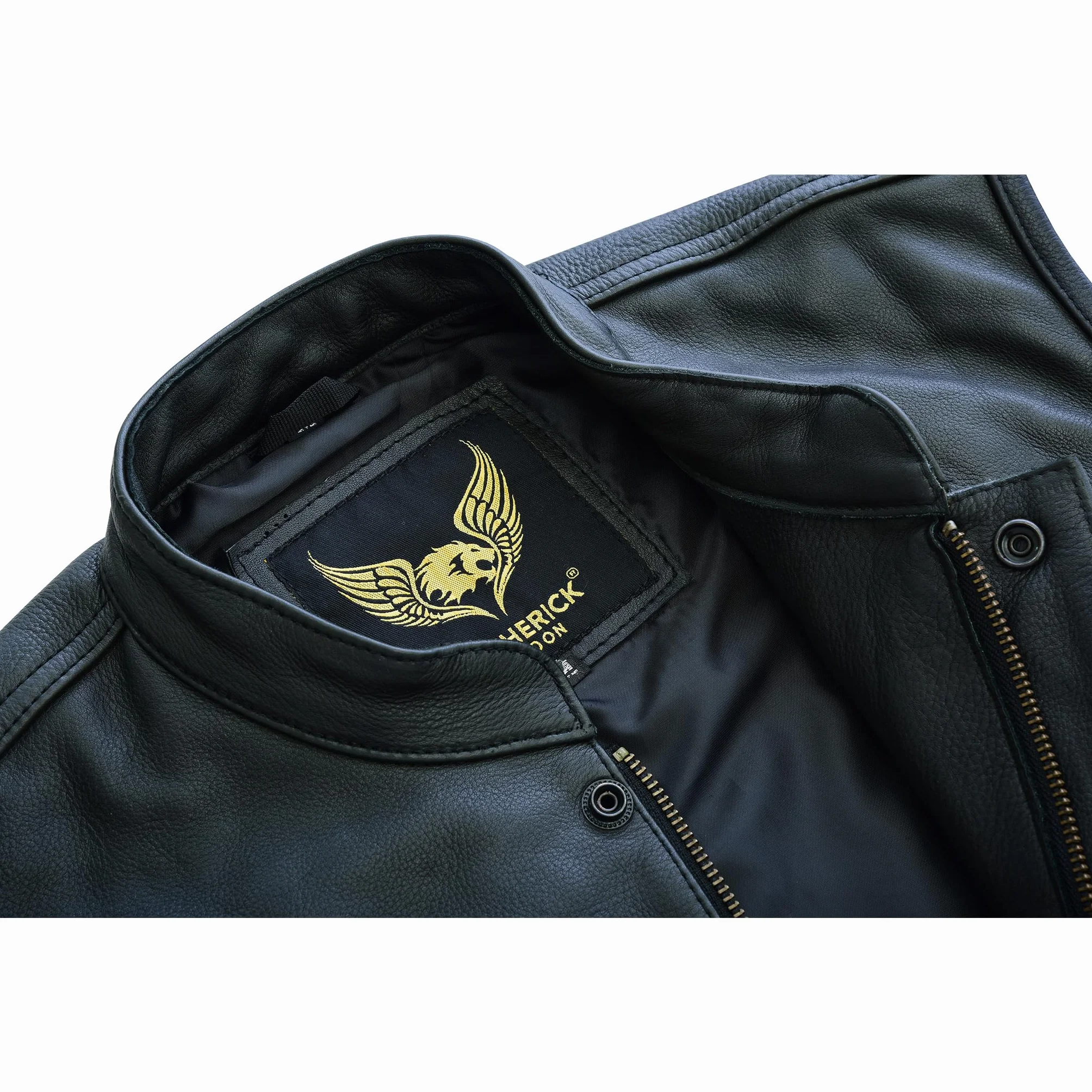 Leatherick Męska kamizelka motocyklowa Anarchy Premium ze skóry bydlęcej, czarna, M - EUR48