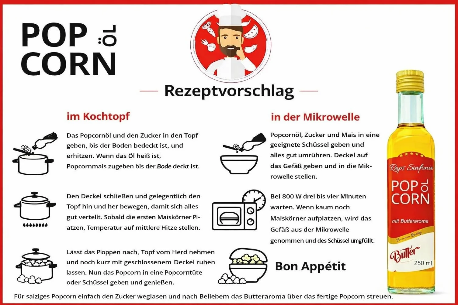 Hopser Food Fun 500 ml oleju do popcornu o delikatnym naturalnym smaku masła i praktycznym dzióbkiem do nalewania popcornu o smaku masła kukurydzianego nadającego się do podgrzewania tłuszcz symfonia rzepaku o smaku oleju z pestek winogron i masła