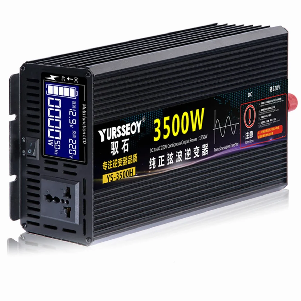 Przetwornica napięcia 3500W 4000W 4500W 5500W 6500W 7500W 8500W 10000W 12V/24V/48V/60V do 230V 240V DC na AC przetwornica samochodowa z wyświetlaczem LCD, do samochodów,3500W-24V