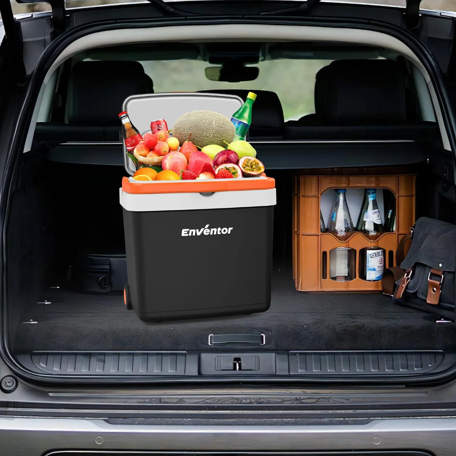 Enventor Lodówka turystyczna 33 L 12V 230V tryb ECO z kółkami i rączką