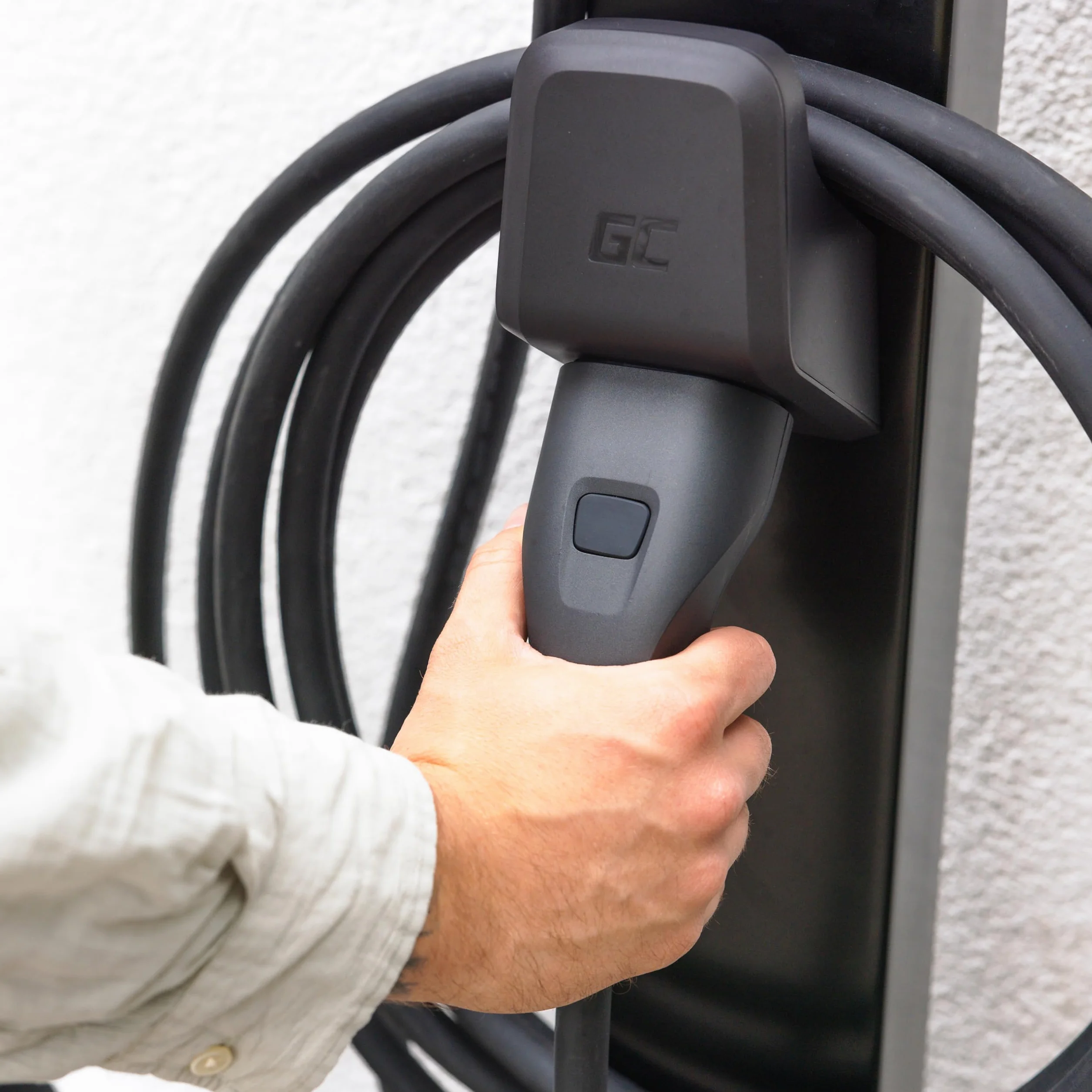 Green Cell Habu Holder – uchwyt ścienny do kabla ładującego EV, typ 2, do pojazdów elektrycznych, praktyczny uchwyt na kabel do zawieszenia i przechowywania, odporny na warunki atmosferyczne, nadaje