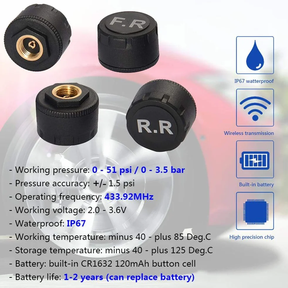 System monitorowania ciśnienia w oponach USB TPMS Alarm monitorowania samochodu z czujnikiem zewnętrznym do nawigacji Android dla wszystkich samochodów