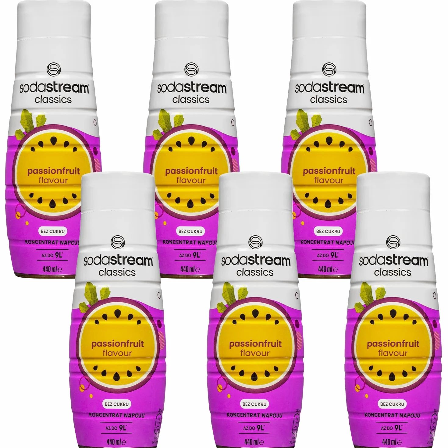 Sodastream 6x SYROP PASSIONFRUIT ZERO MARAKUJA KONCENTRAT DO WODY 440 ml