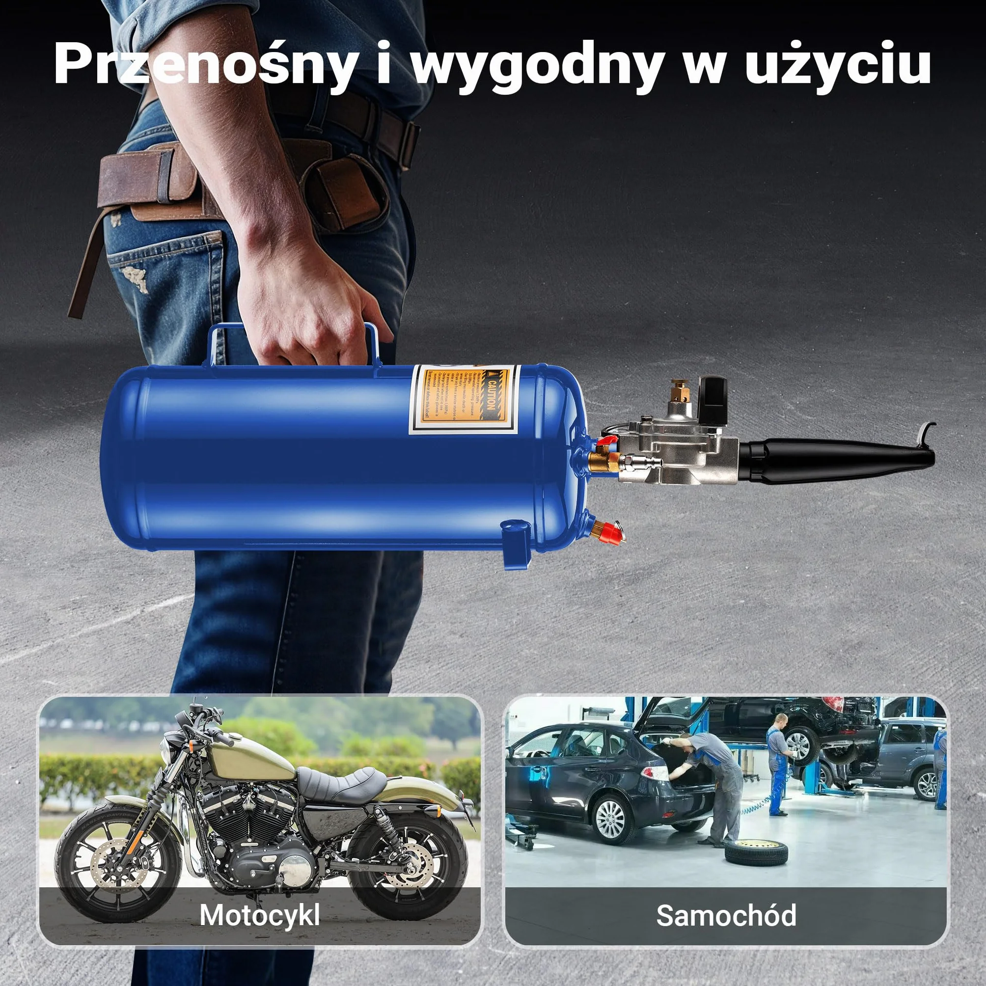 Wiltec Inflator do opon 6-8 bar 7 l pistolet do pompowania przenośny