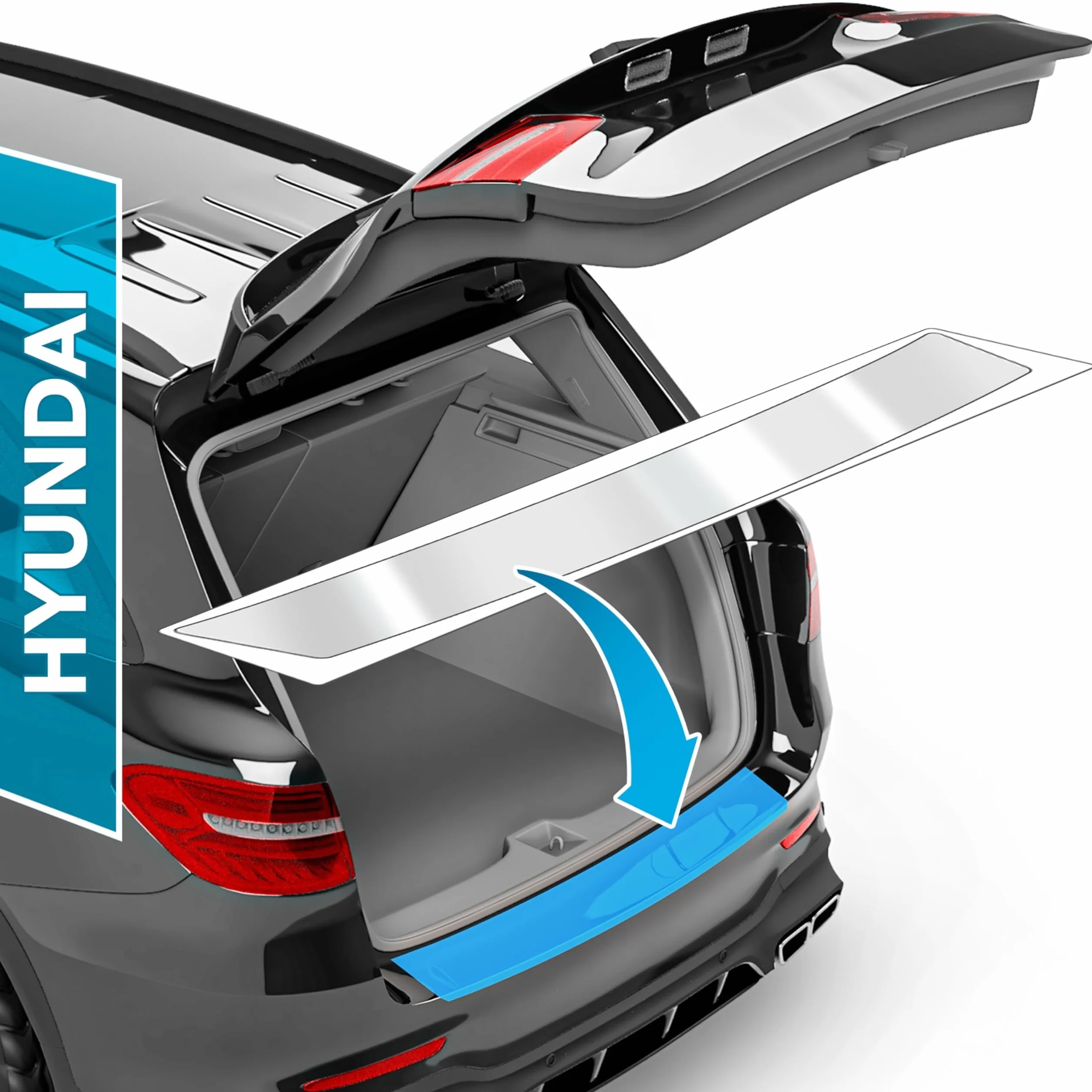 uProtect folia ochronna na krawędź załadunkową kompatybilny z Hyundai Tucson 4 (IV) NX4 I 2020-2026 - ochrona przed zarysowaniami, folia ochronna na lakier - przezroczysty błyszczący