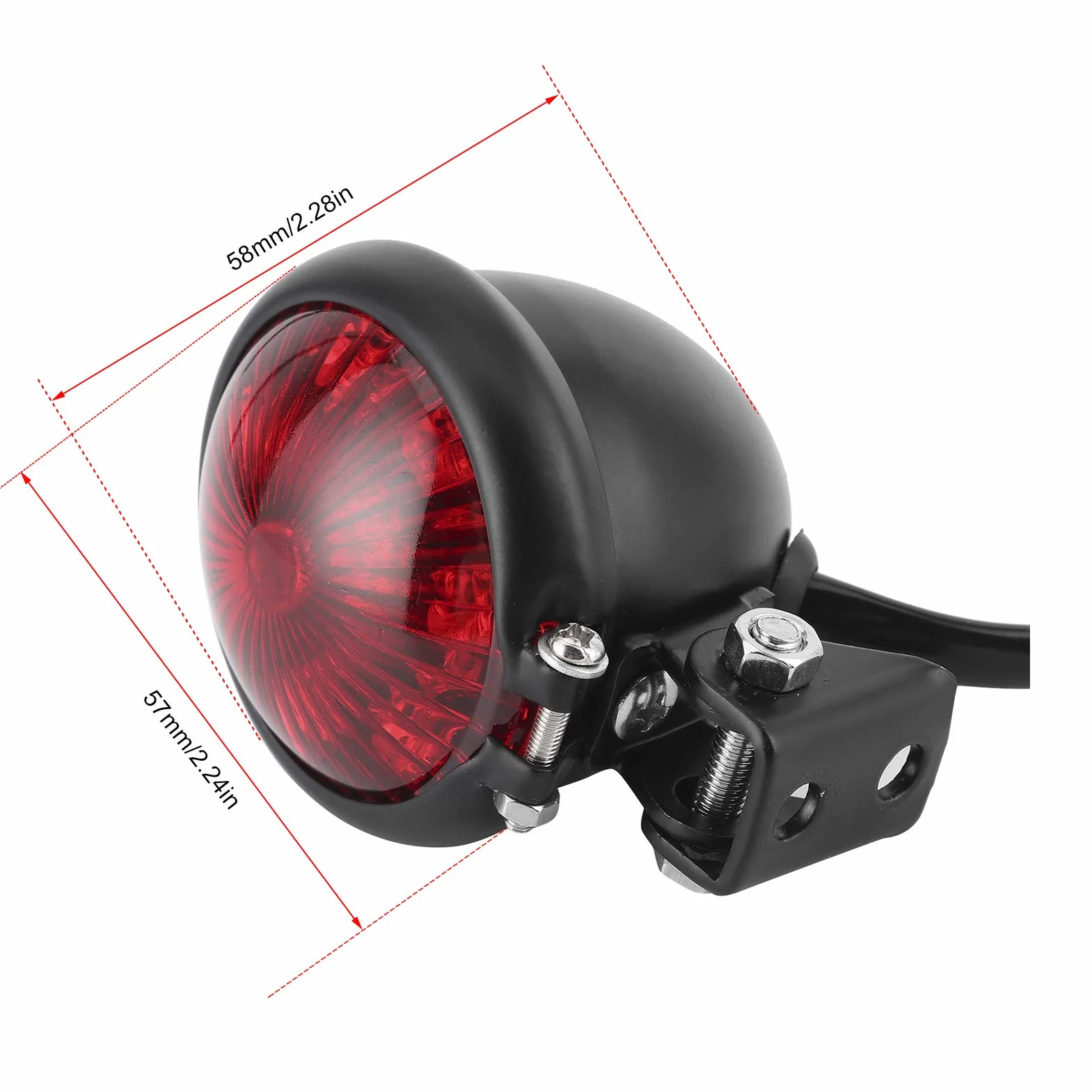 Uniwersalny motocykl 12 V Tylne światło hamowania tylnego światła LED z mocowaniem pręta śrubowego montażu(czerwona czarna skorupa)