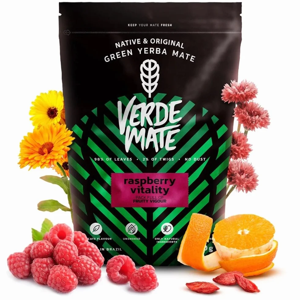 Yerba Mate Kit Verde Mate Green Raspberry Vitality 500g + Yerbomos X + Ceramiczny klin i akcesoria