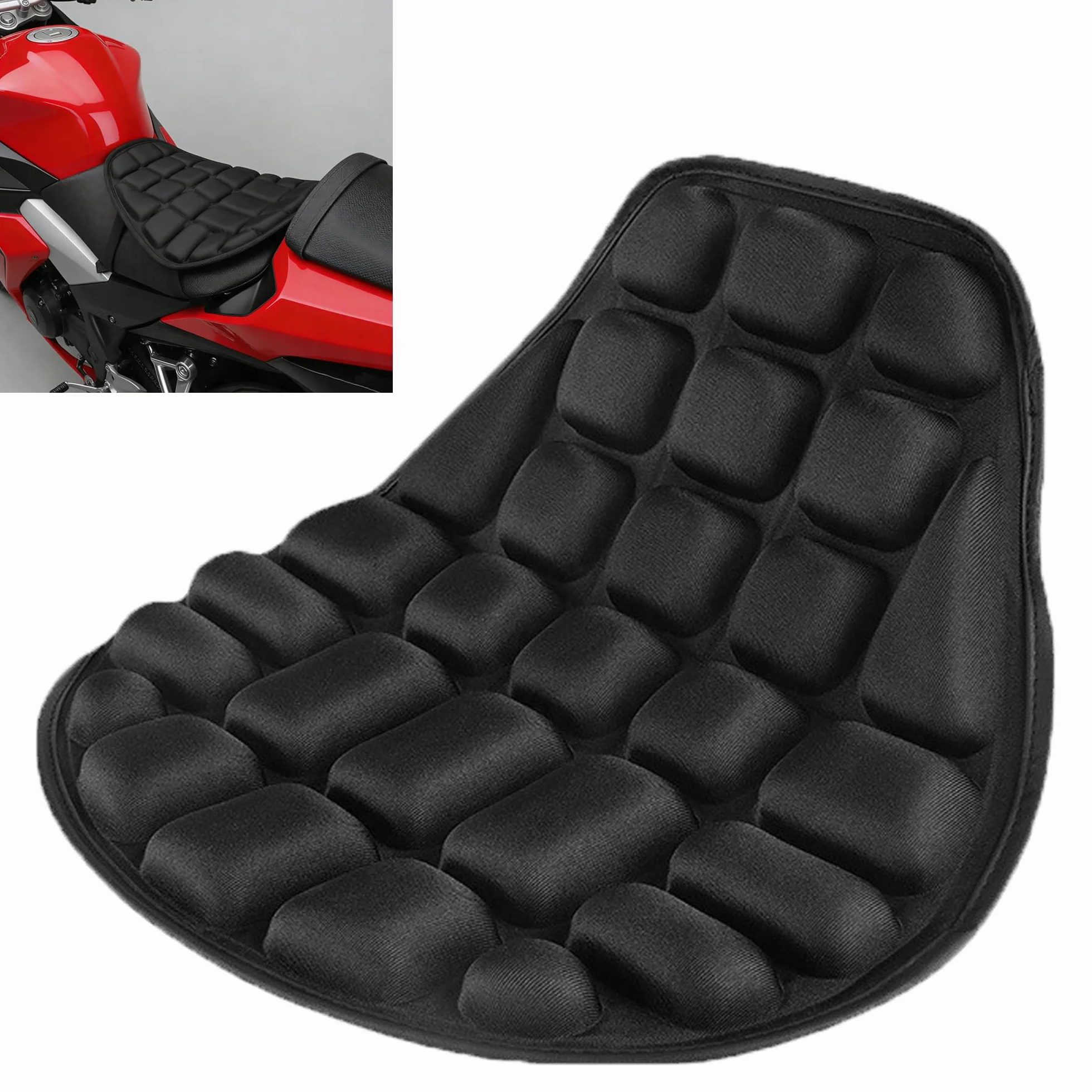 Poduszka do siedzenia na motocykl, oddychająca, amortyzująca wstrząsy, 1 sztuka, antypoślizgowa, nadaje się do większości motocykli, odporna na uderzenia i funkcja redukcji ciśnienia