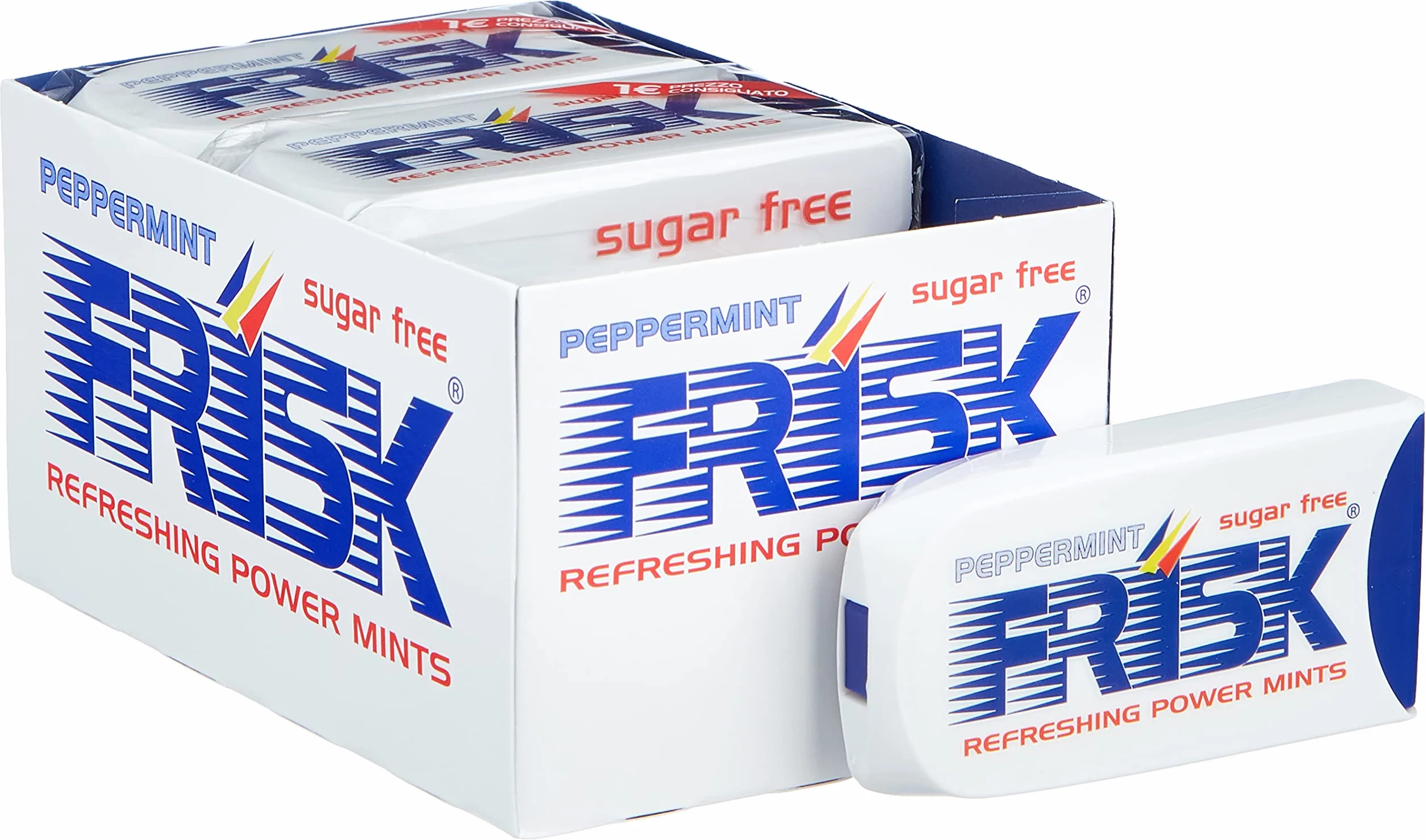 Frisk Peppermint, Caramelle alla Menta, Mentine Senza Zucchero e Senza Glutine, Freschezza a Lungo, Confezione da 12 Astucci