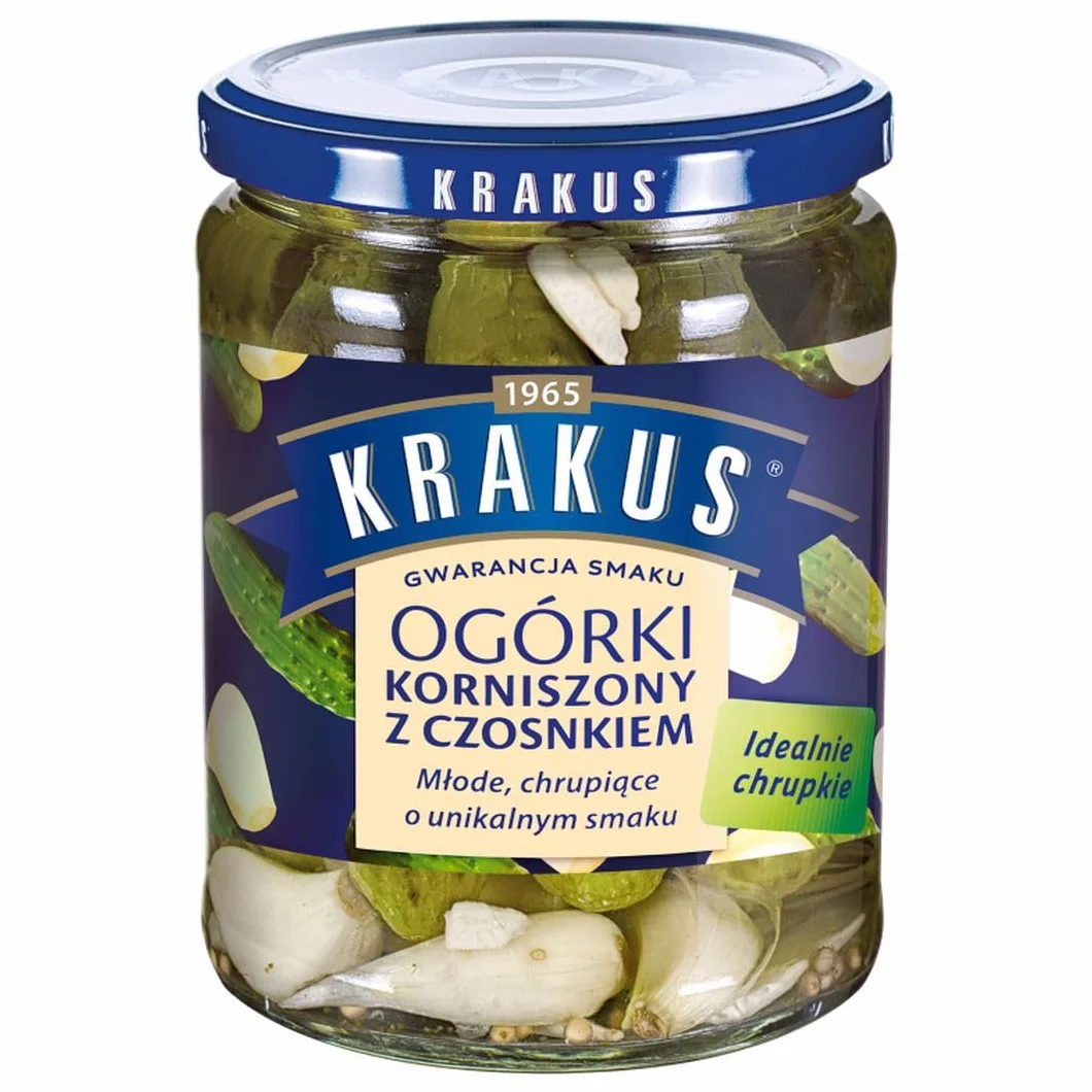 Krakus Ogórki korniszony z czosnkiem 500g