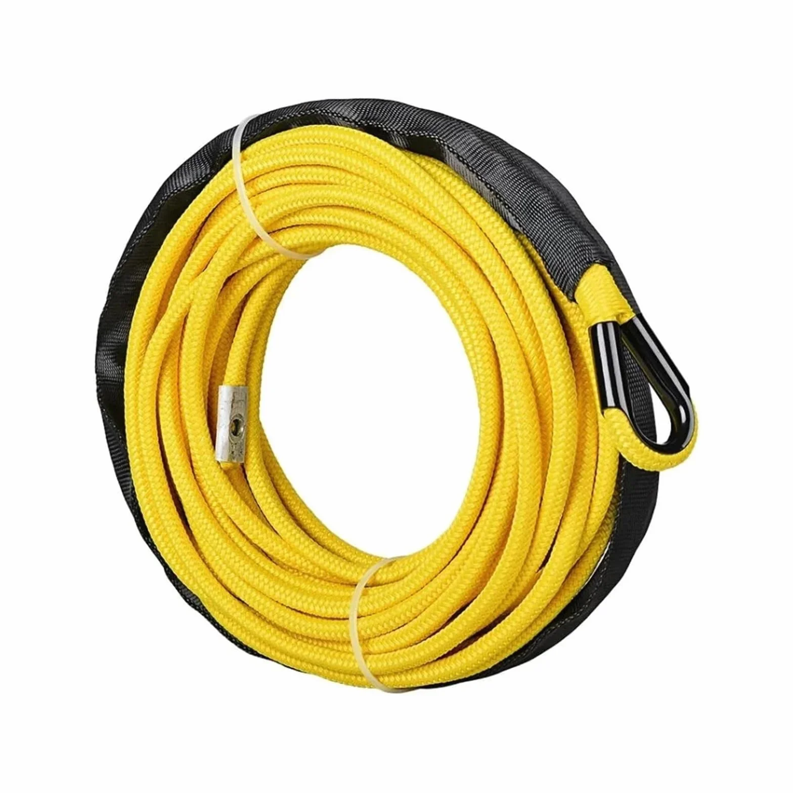 12 mm x 25 m syntetyczna lina do wyciągarek samochodowych, wytrzymała, do pojazdów ATV, UTV, ciężarówek Z wysoką widocznością(Yellow)