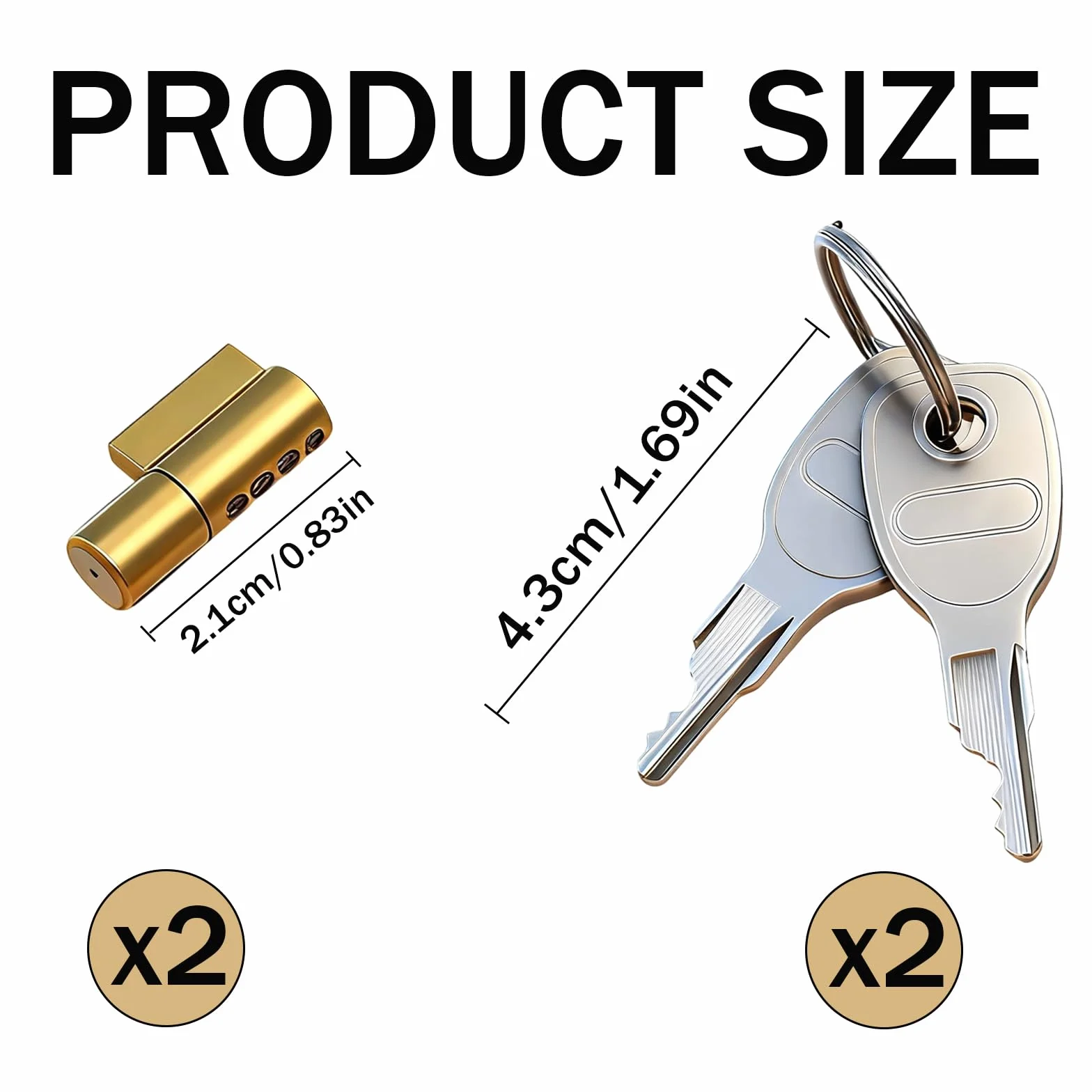2 sztuki wytrzymałych zamków do haków stalowych 50 mm z 4 kluczami, 2 cylindry, kompatybilne z ziemią​, zamków do przyczepy, zapięcie wtykowe do haka holowniczego, zapięcia do haka holowniczego