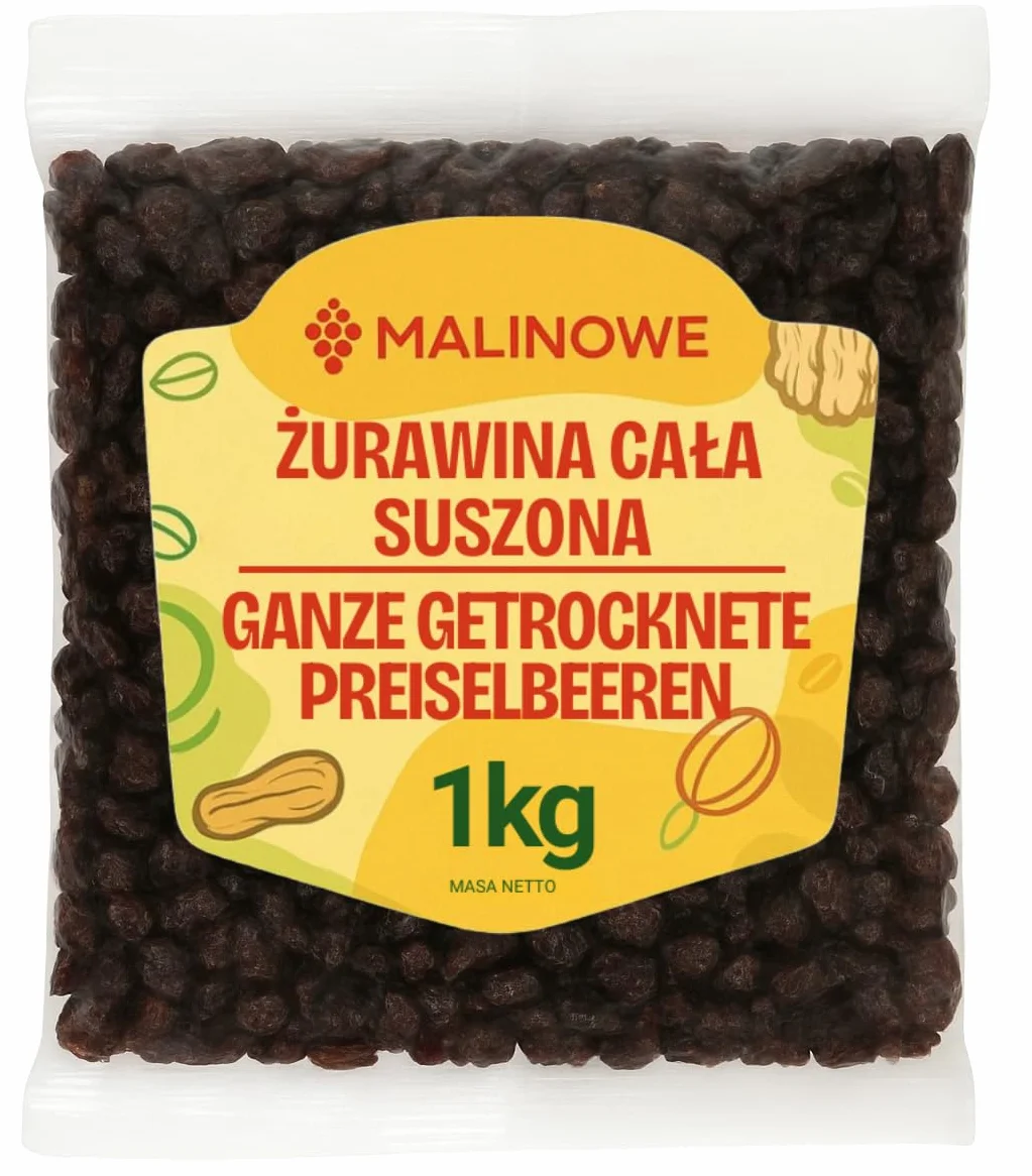 Malinowe ŻURAWINA SUSZONA 1kg Całojagodowa Wysoka Jakość
