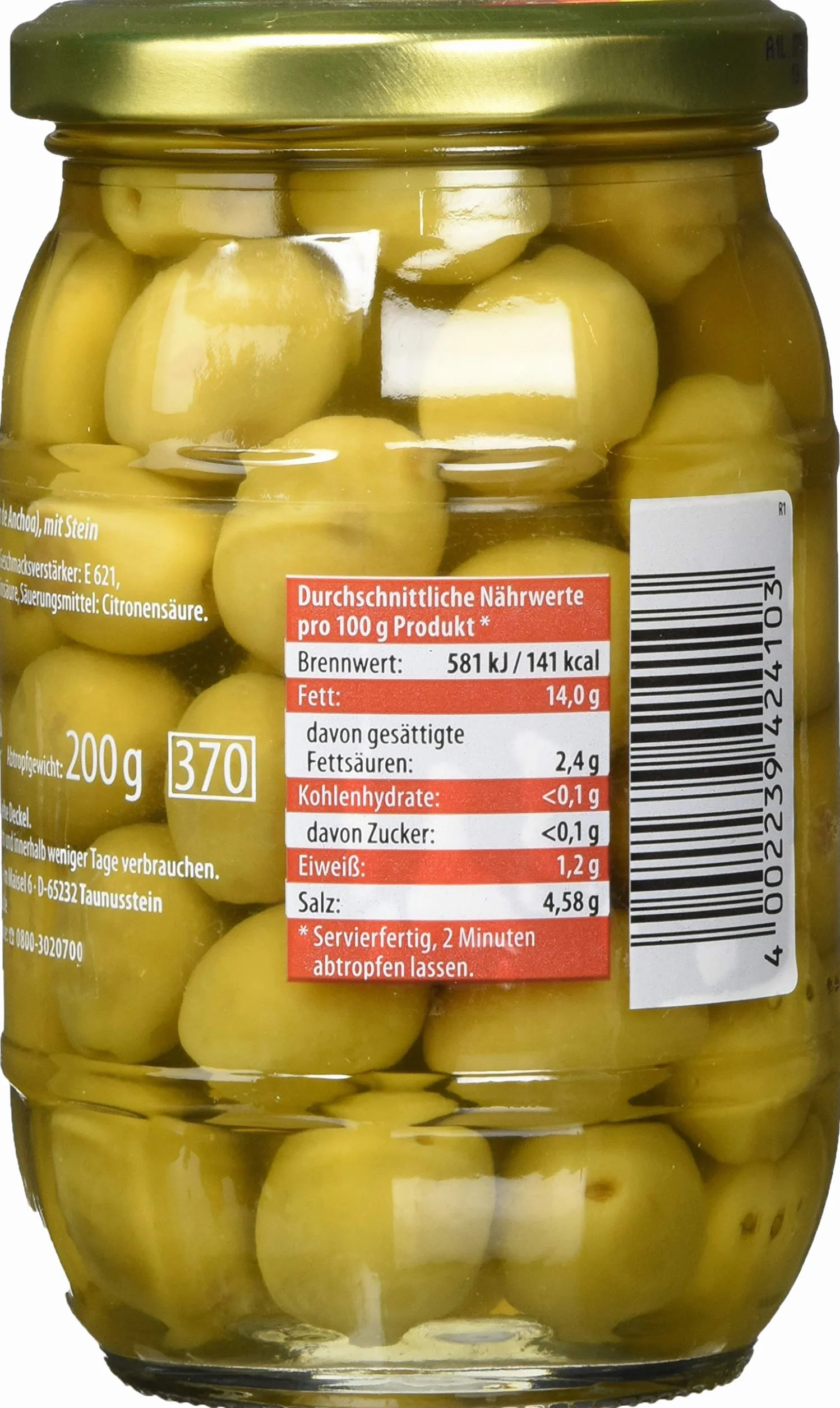 Gourmet oliwki zielone z kamieniem 300/200 g