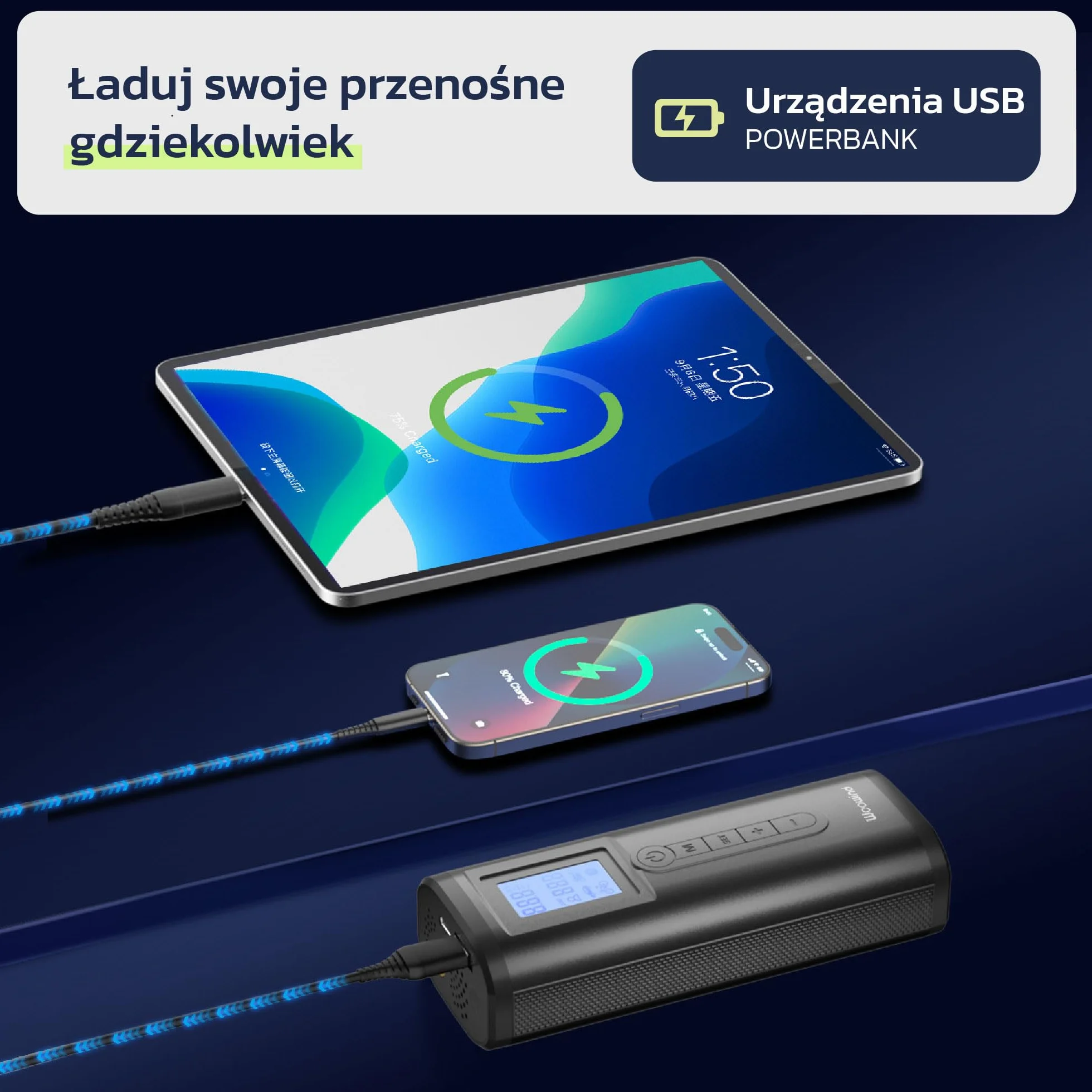 Woowind AP2-P Pompka do opon Przenośna sprężarka powietrza 150 PSI Pompka do opon samochodowych, pompka rowerowa, automatyczne zatrzymanie, szybkie pompowanie dla właścicieli samochodów, rowerzystów