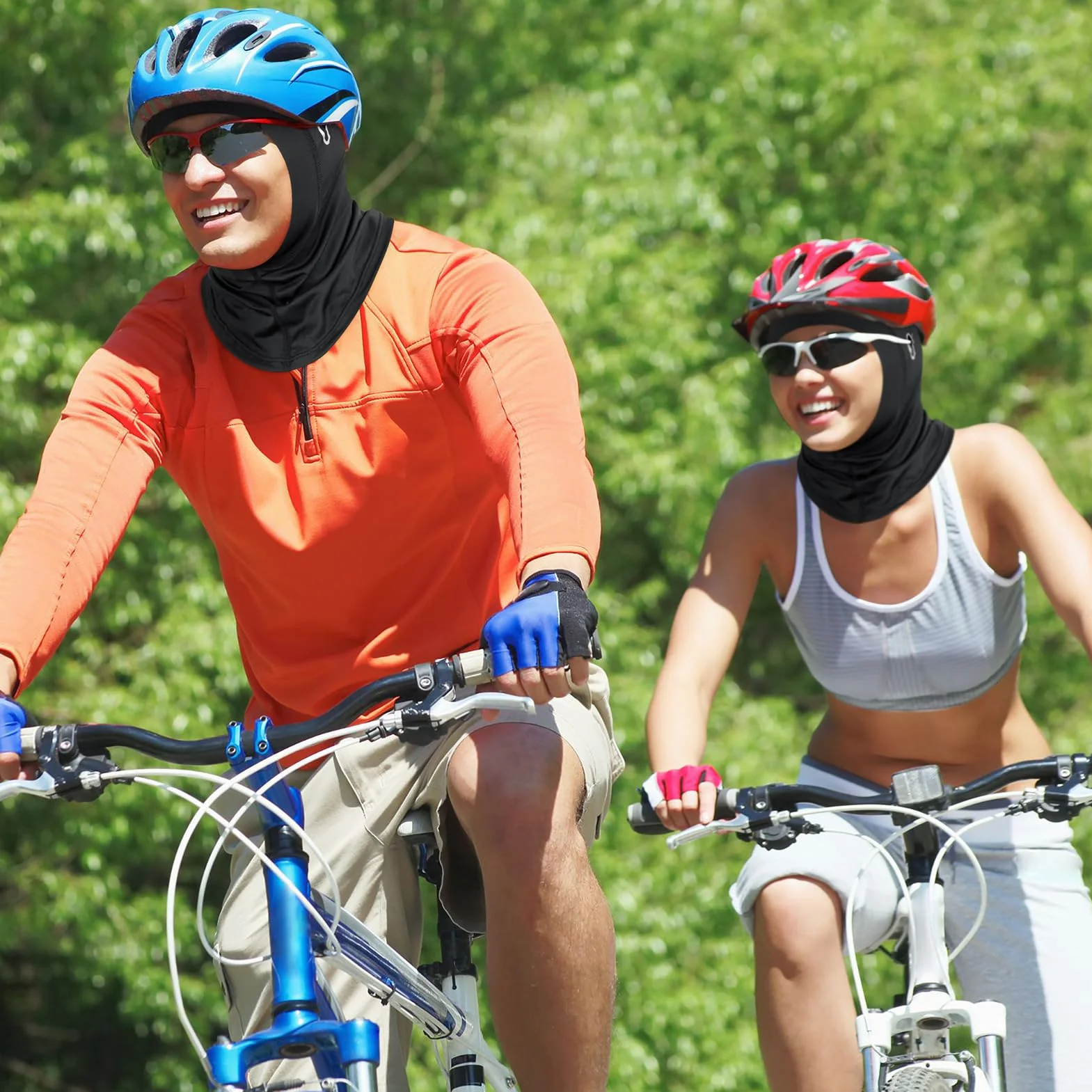 MELLIEX Letnia kominiarka dla mężczyzn i kobiet, oddychająca kominiarka z otwartą twarzą z otworami na okulary, jedwabna maska na twarz do jazdy na rowerze, motocyklu, wędkarstwa - czarna