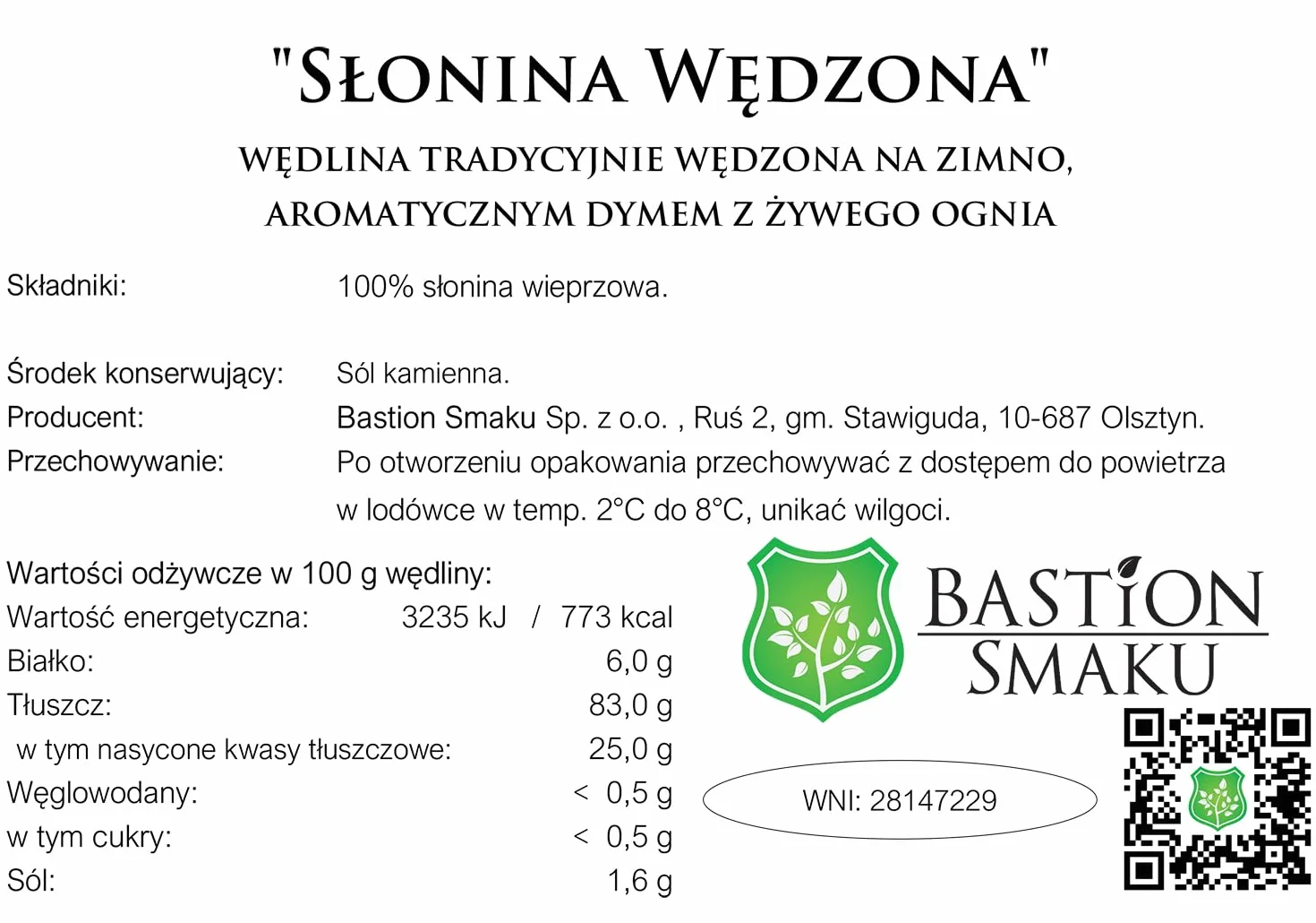 Słonina Wędzona Boczek Wieprzowy Marynowany w Ziołach Tradycyjnie Wędzony 3 x 200 g