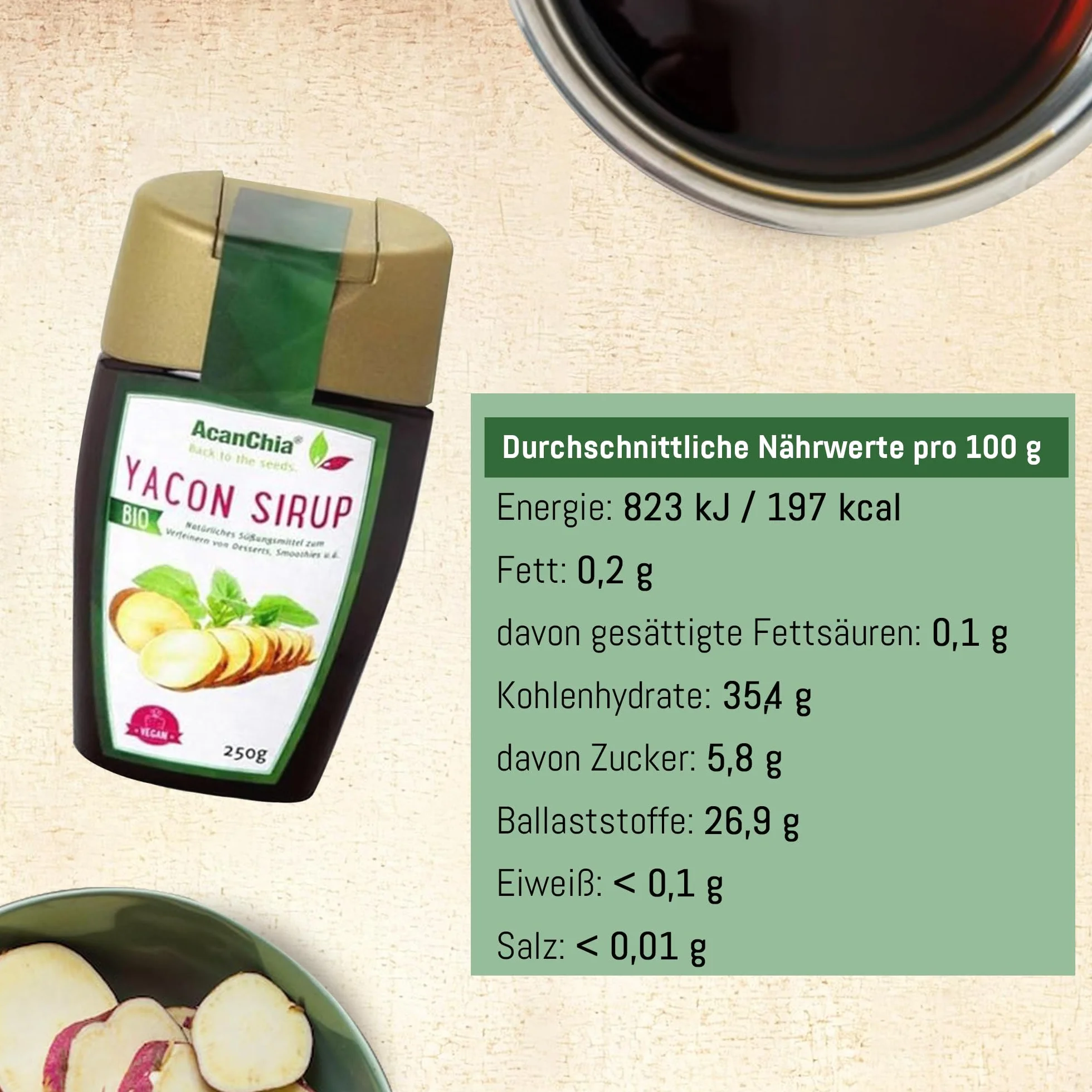 Yacon syrop 250 g Bio AcanChia jakość surowej żywności