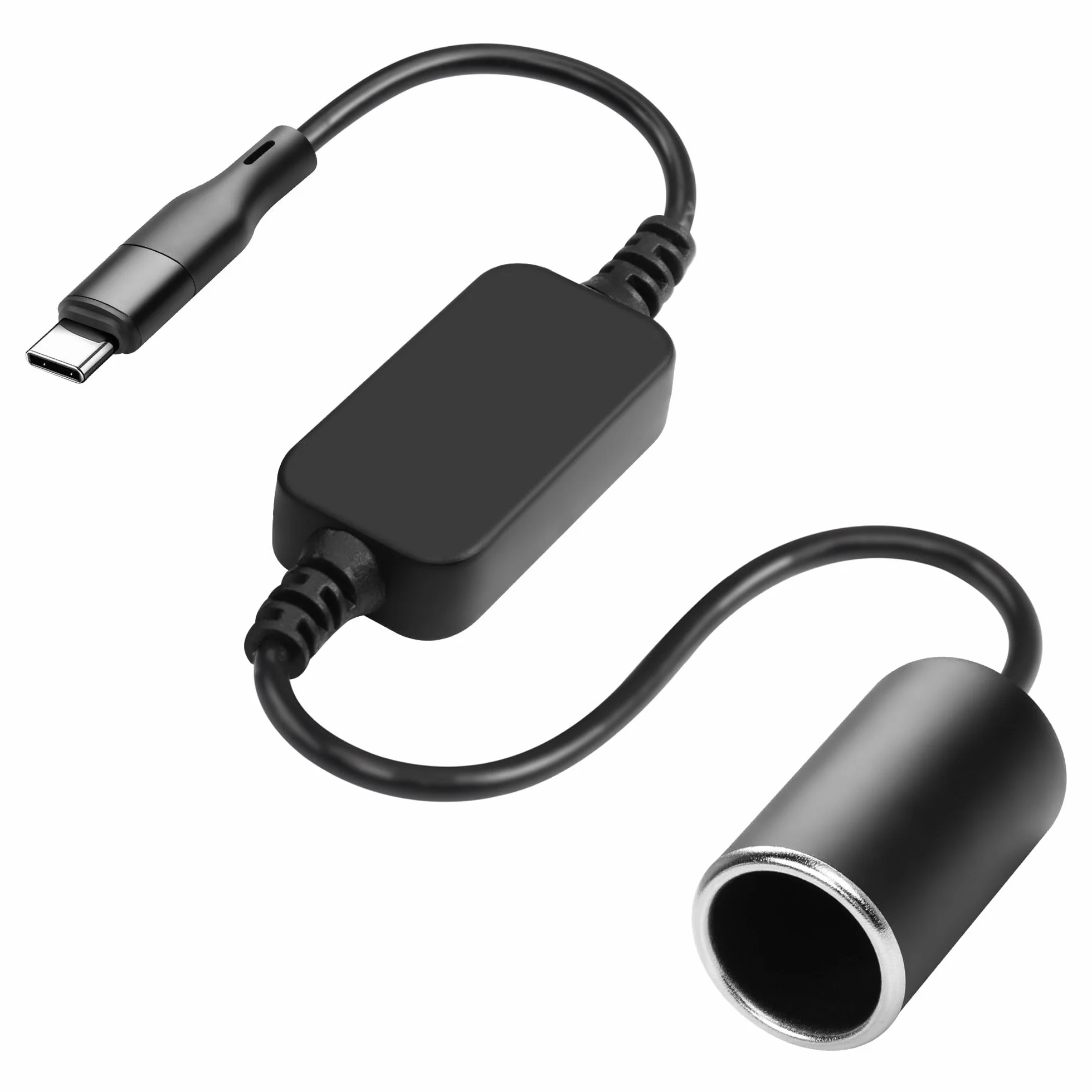 CERRXIAN 0,3 m USB C męski na 12 V 18 W adapter gniazda zapalniczki samochodowej kabel zasilający do kamery samochodowej, detektora radaru, GPS, samochodowych pasków świetlnych LED i innej elektroniki