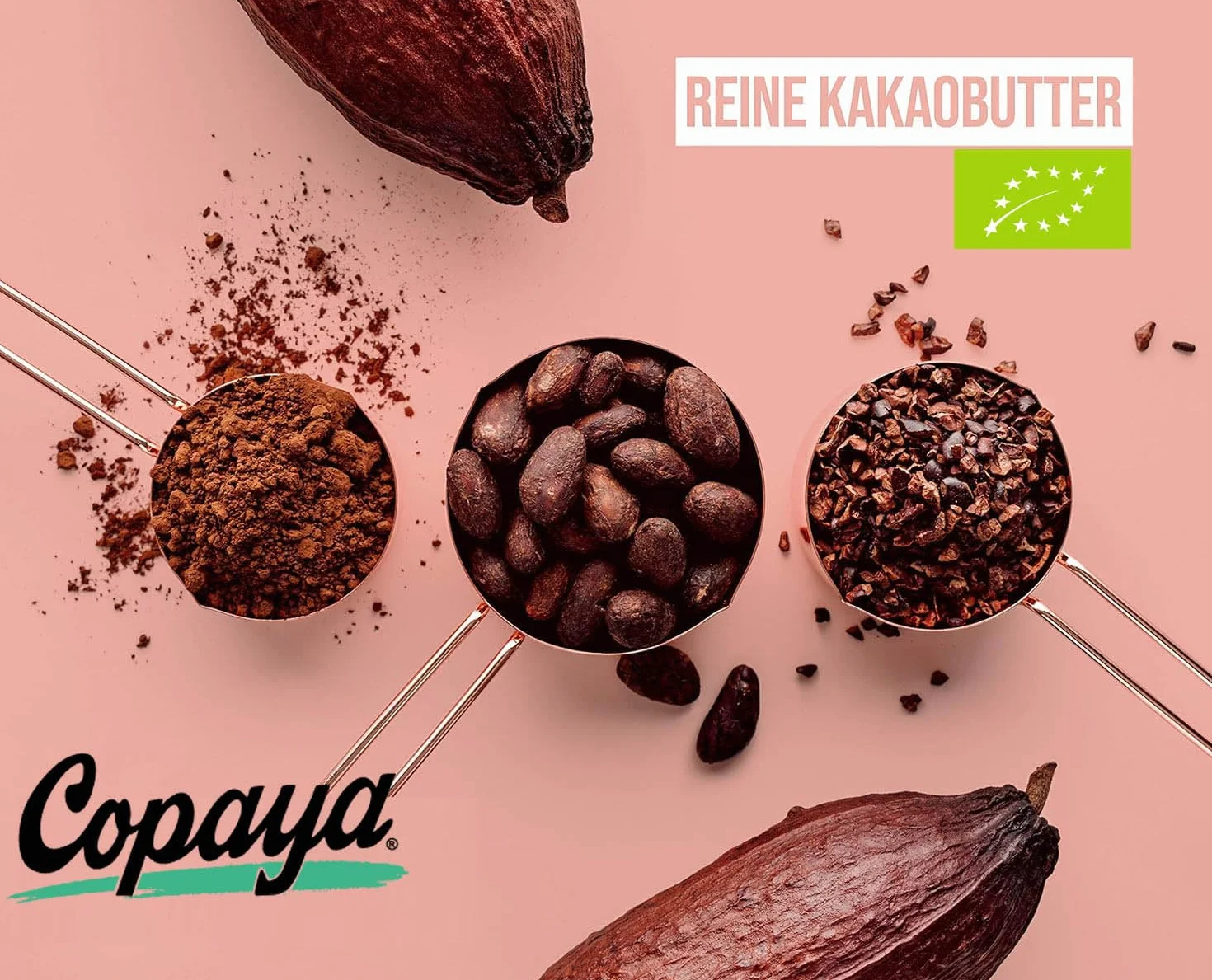 Copaya Masło kakaowe Bio Roh, chipsy kakao z Criollo Kakao z nieprażonych ziaren kakao wegańskie w jakości surowej (250 g)