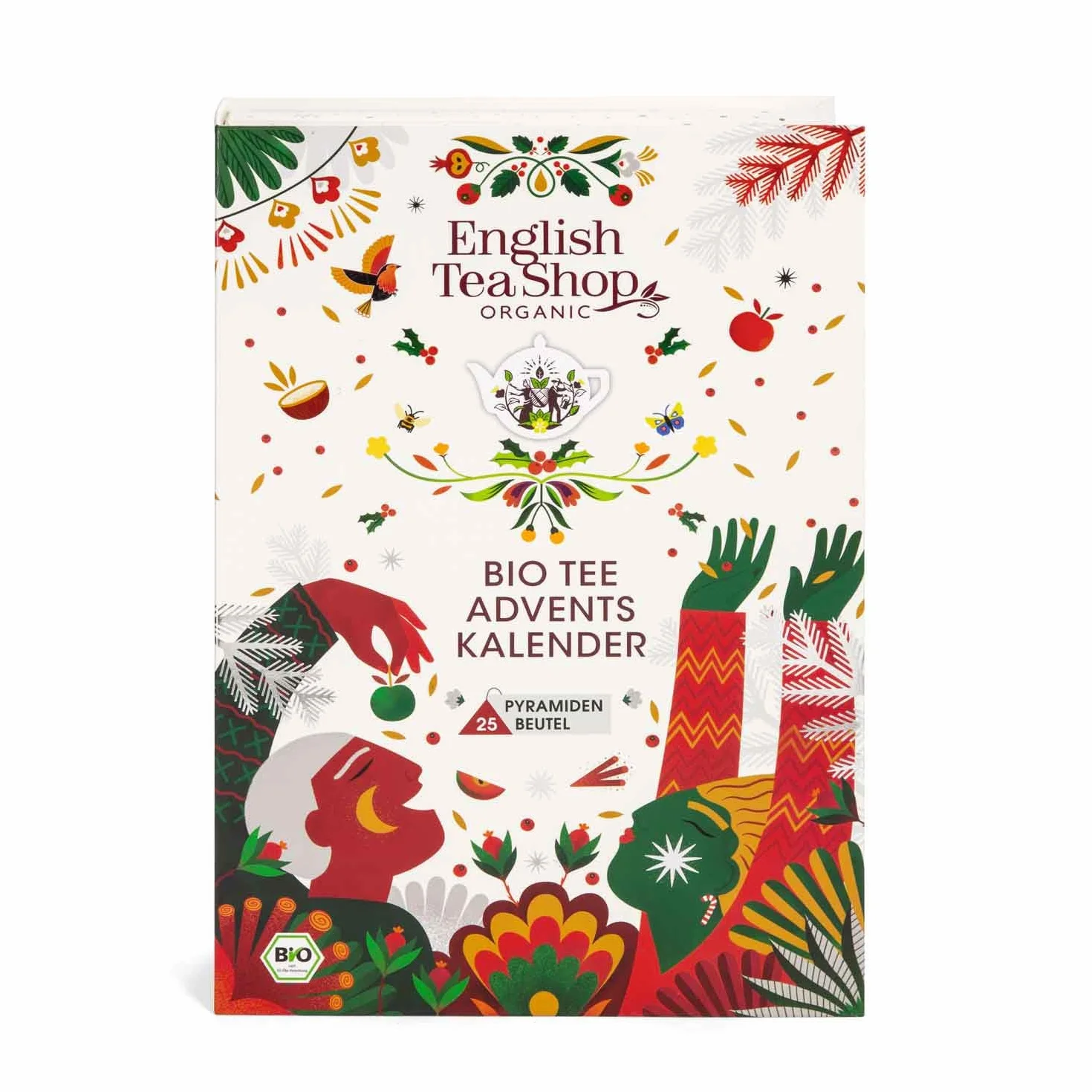English Tea Shop - BIO Teebuch Kalendarz Adwentowy z Herbatą, 24 x Chai, Herbata Owocowa, Herbata Ziołowa i Atrakcje | Duży Kalendarz Adwentowy w Kształcie Książki z Kompostowanymi Torebkami