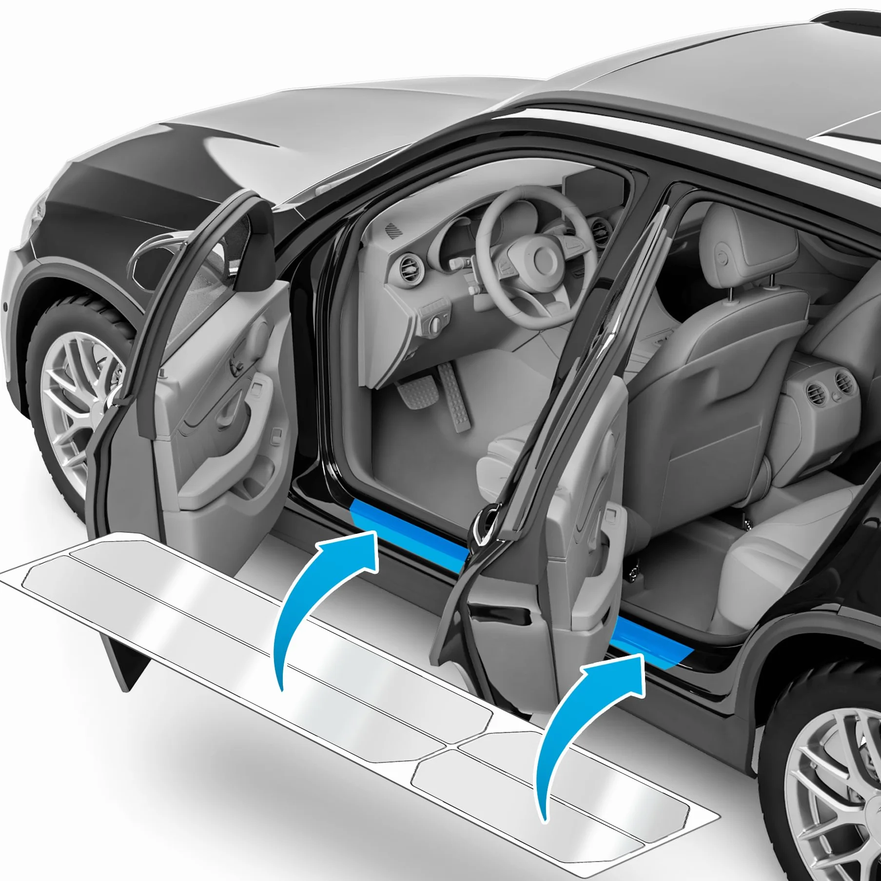 uProtect folia ochronna progów kompatybilny z Mercedes Benz GLC 2 (II) X254 I 2022-2026 - akcesoria, listwy ozdobne, folia ochronna na lakier - przezroczysty błyszczący