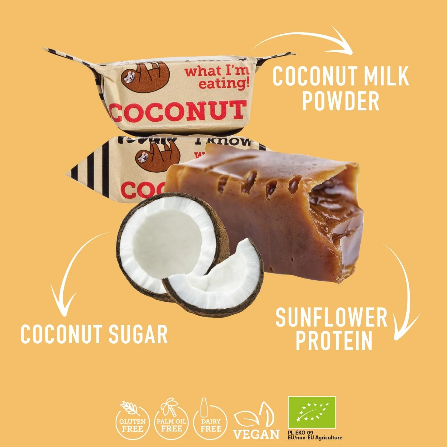 SUPER FUDGiO Cukierki krówki VEGAN bez cukru - z naturalnych składników - bez oleju palmowego - ze 100% ekologicznym mlekiem kokosowym i cukrem kokosowym | kokosowe