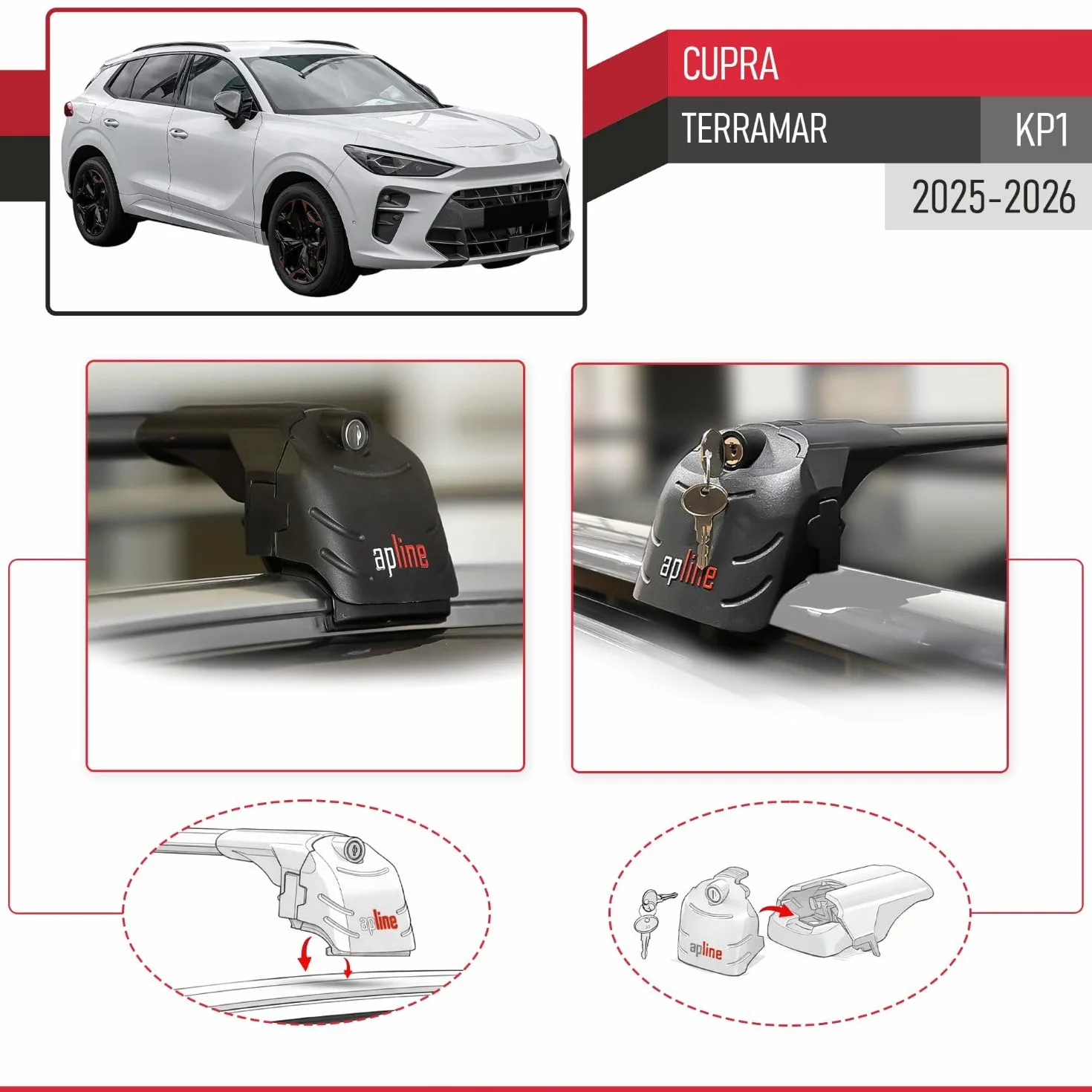 Bagażnik dachowy Cupra Terramar 2025 ACE-2 czarny aluminium 2 pręty