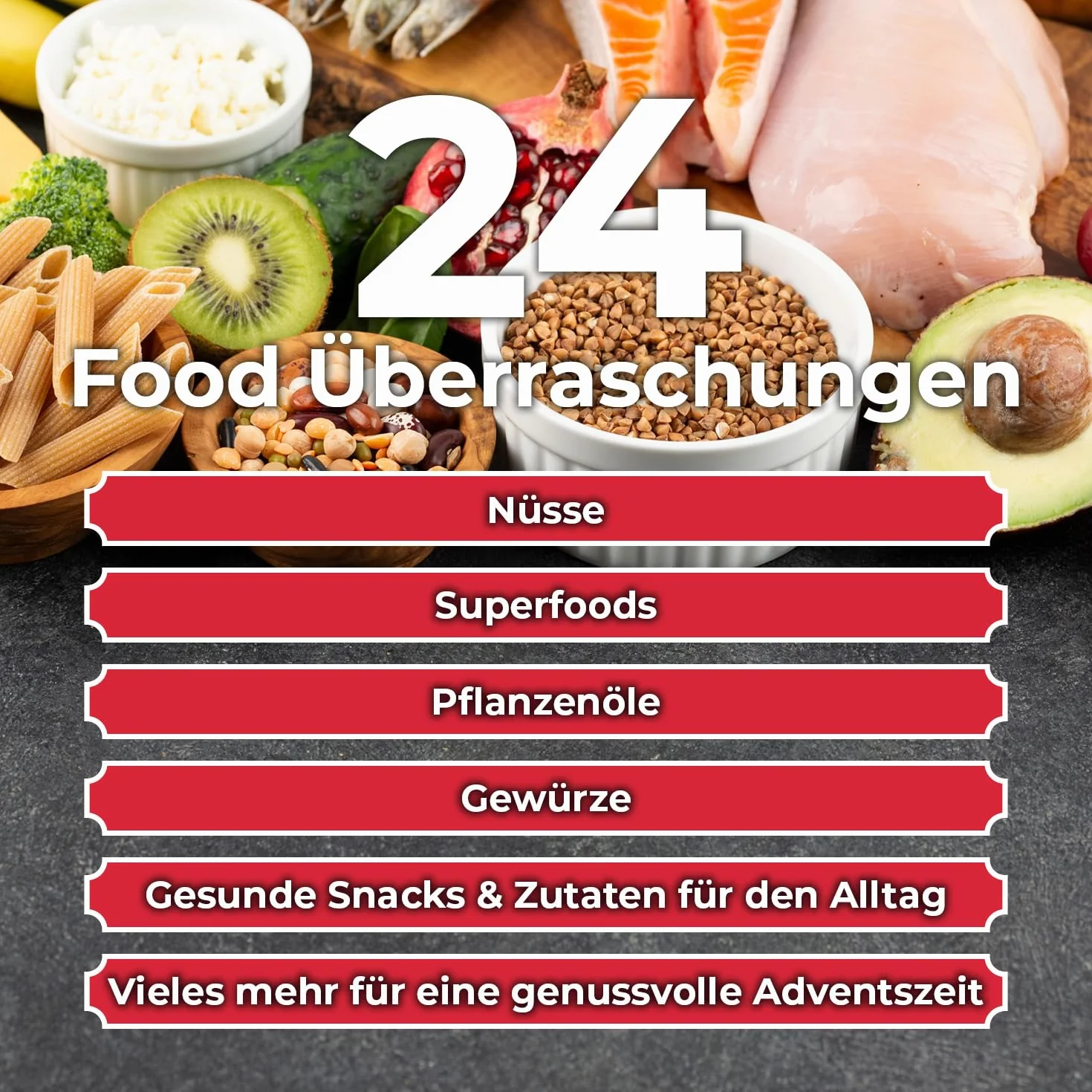 GreatVita kalendarz adwentowy z jedzeniem 24 fitness niespodzianki zdrowe przekąski superfoody
