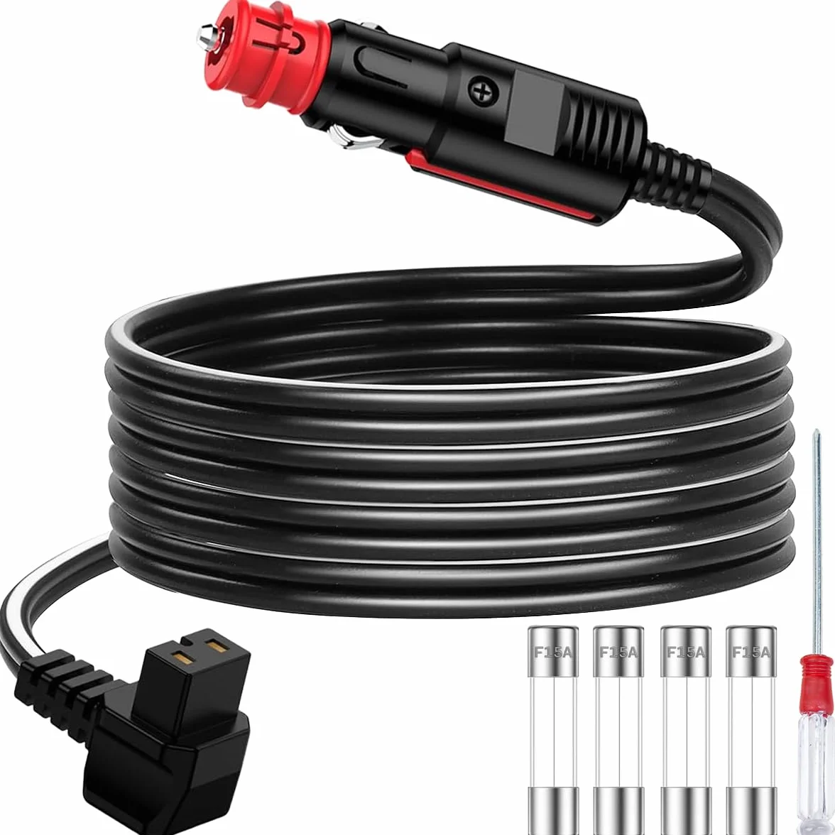 Xiatiaosann kabel chłodnicy samochodowej 12/24 V do samochodu lodówko-zamrażarka DC adapter kablowy, z bezpiecznikiem 10 A, 15 A, do podróży, na kemping, piknik, do kampera i lodówki samochodowej