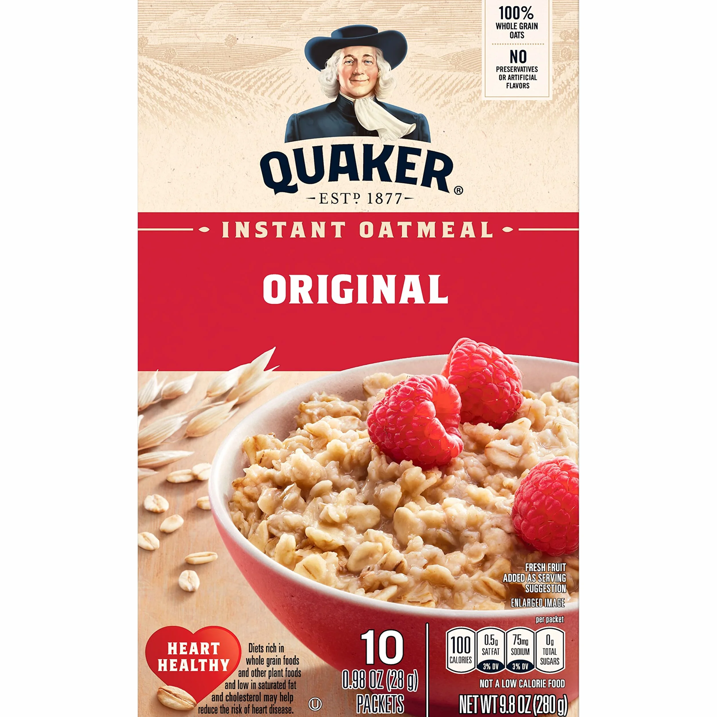 Quaker Natychmiastowe płatki owsiane, oryginalne, 27,8 g opakowania (10 sztuk)