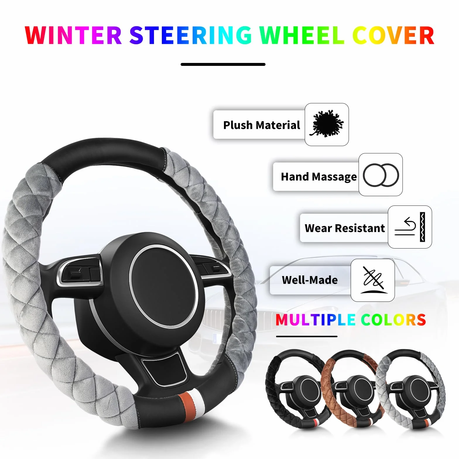 Kwak's Uniwersalny pokrowiec na kierownicę samochodową 37-38 cm czarny