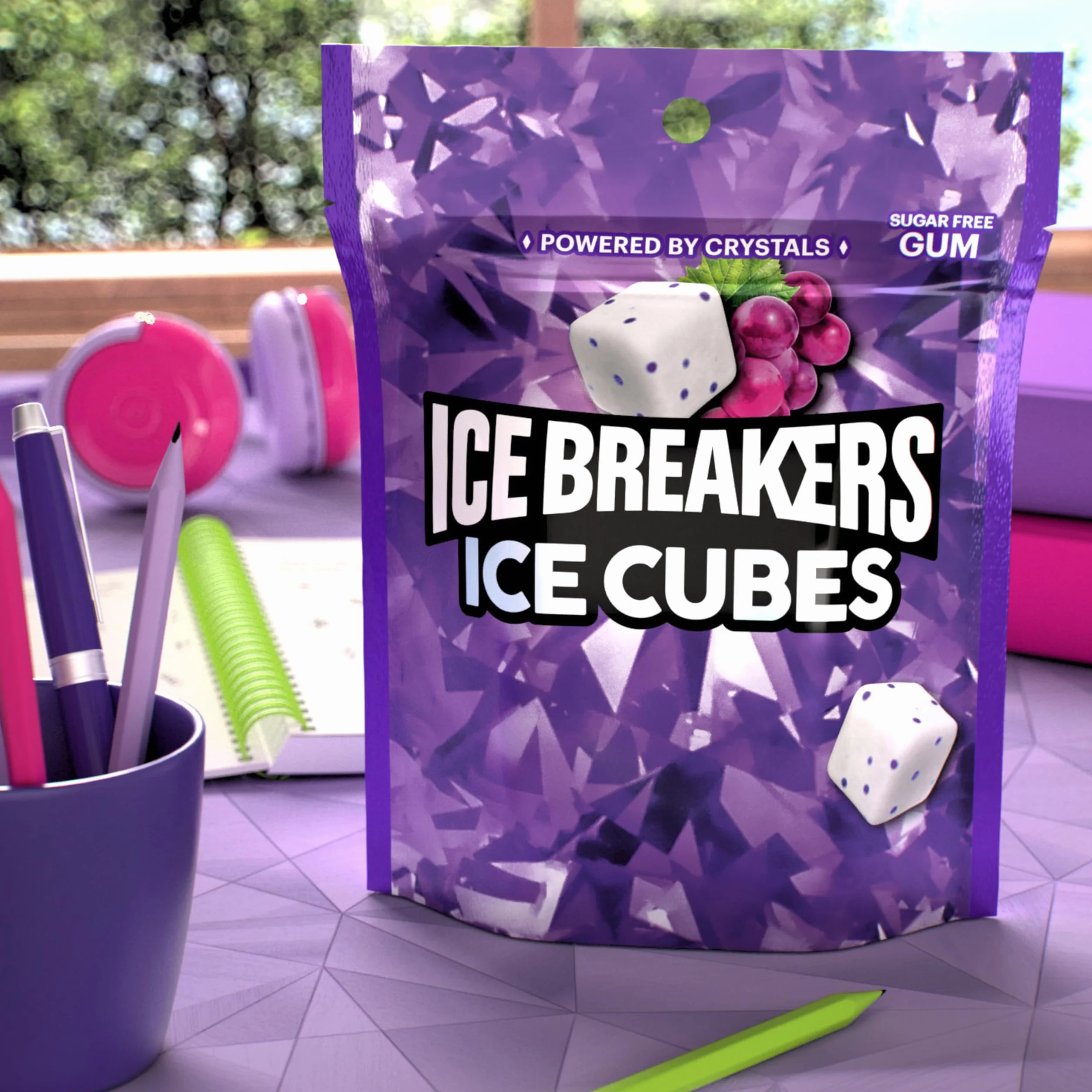 ICE BREAKERS Ice Cubes Arctic Grape Sugar Free Chewing Gum, 8.11 oz (100 Pieces)