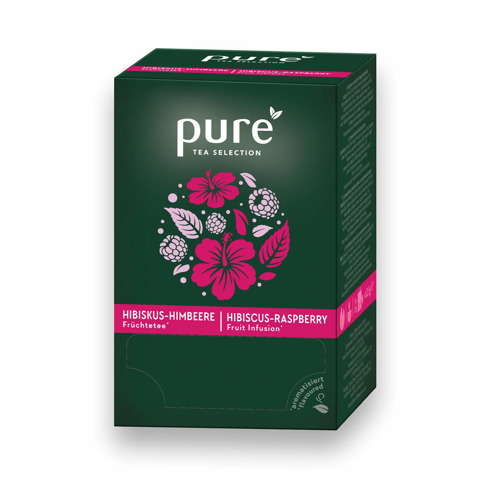 Pure Tea Selection hibiskus malinowy, herbata owocowa, 25 torebek herbaty ze skrobi kukurydzianej, tkanych i kompostowanych przemysłowo, 25 x 3 g