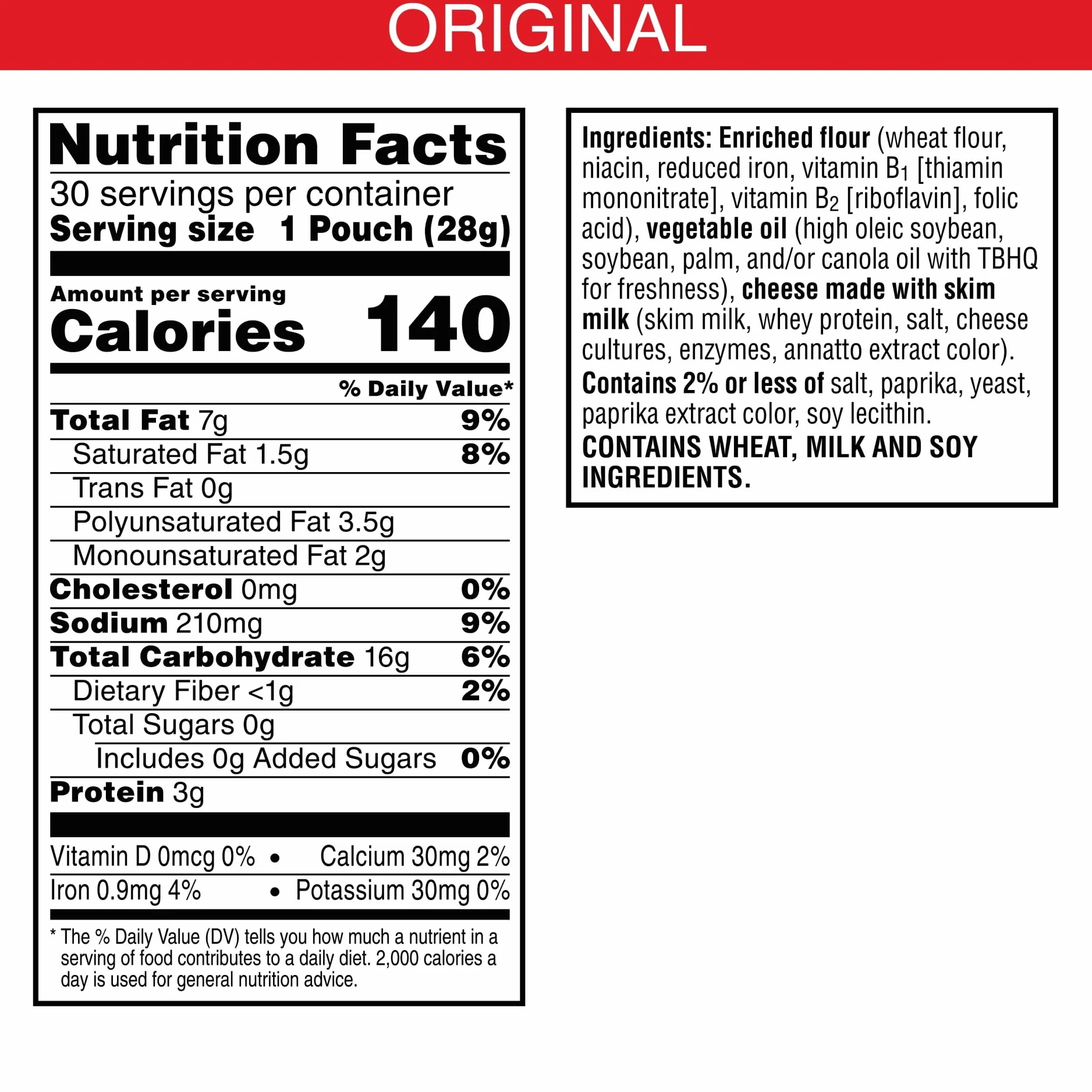 Cheez-It Baked Snack Cheese Crackers, Original, Single Serve, 1 oz Bags (30 Count)