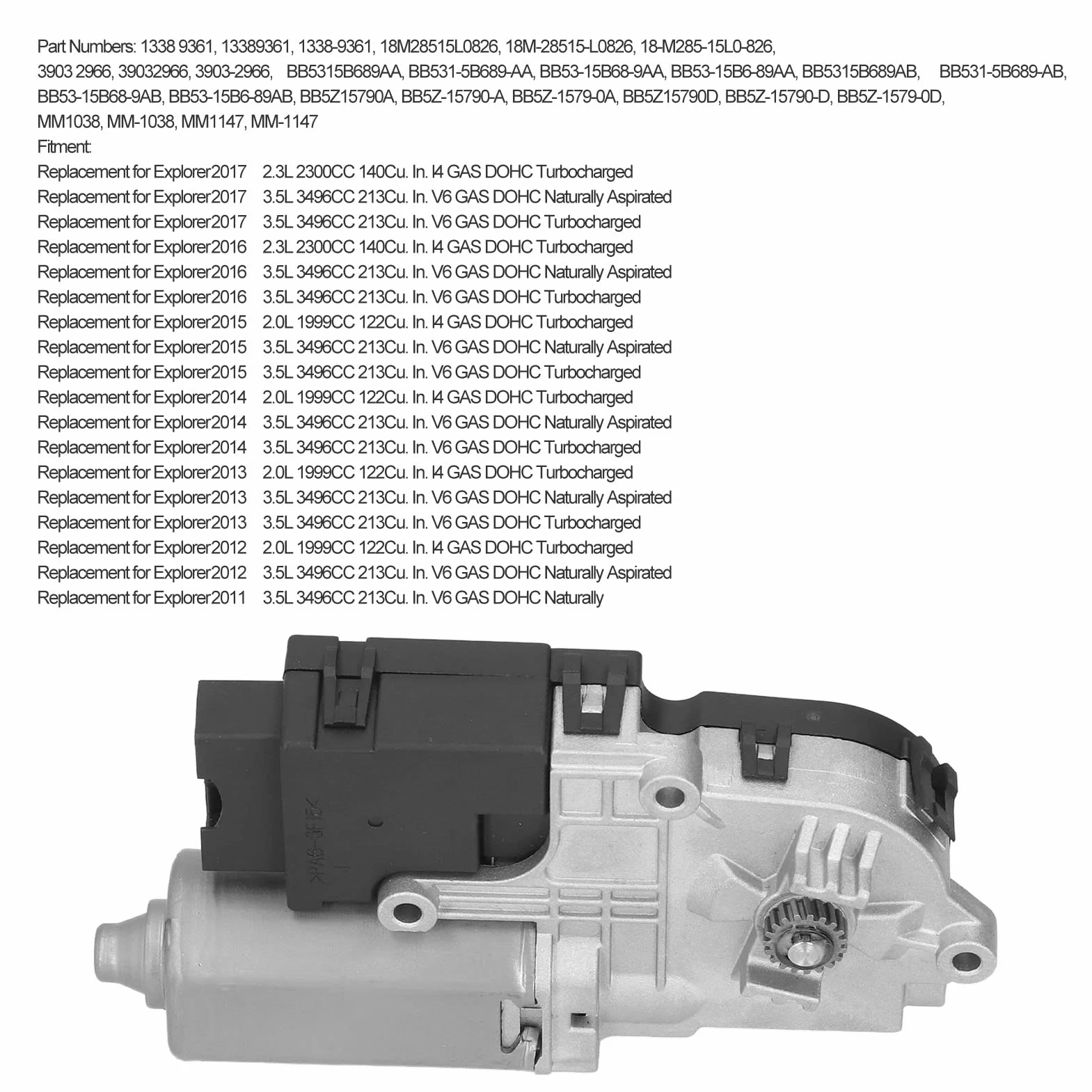 Elektryczny Silnik Szyberdachu BB5315B689AA Zamiennik dla Explorer 2011-2017, Idealne Dopasowanie, Wysokiej Jakości materiał, Bezpieczna Jazda, łatwa Instalacja