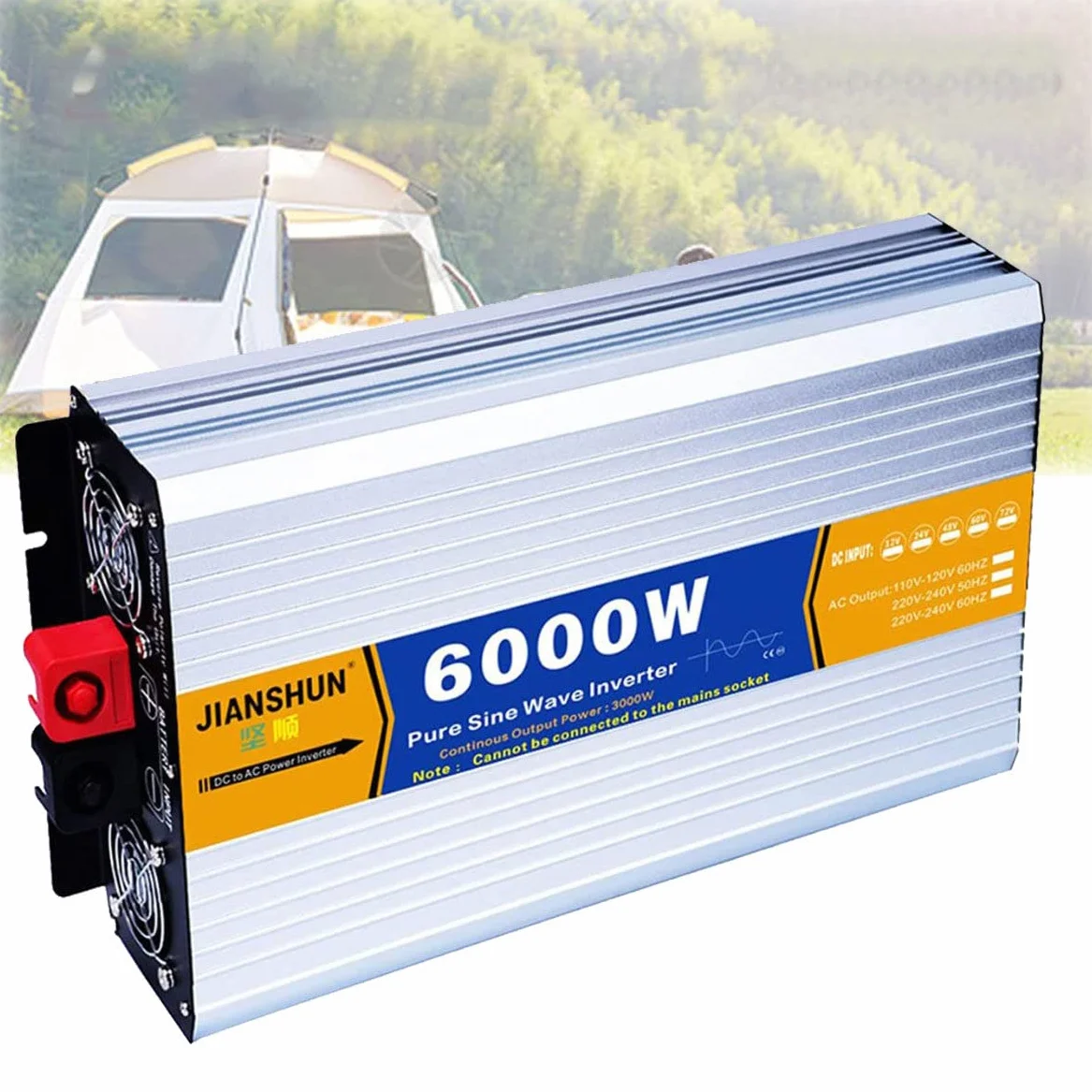 3000W/4000W/5000W/6000W/8000W czysta fala sinusoidalna przetwornica DC 12V/24V/48V/60V do AC 220V przetwornica napięcia wysokowydajne przetwornice prądu stałego do smartfonów Tablet,6000W-48V