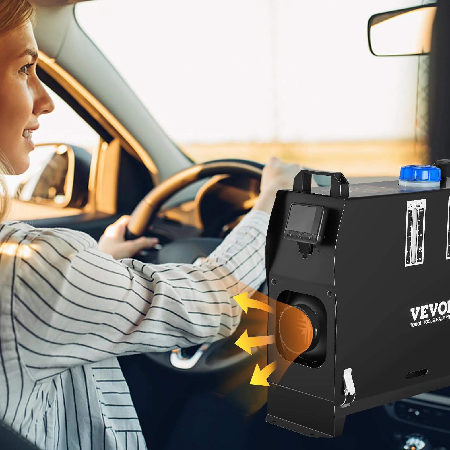 VEVOR Podgrzewacz powietrza na olej napędowy 12 V 8 kW Ogrzewanie stacjonarne Diesel -40°C - 80°C Ogrzewanie postojowe Diesel Statyczne ogrzewanie Van Diesel Nagrzewnica samochodowa (przełącznik LCD)