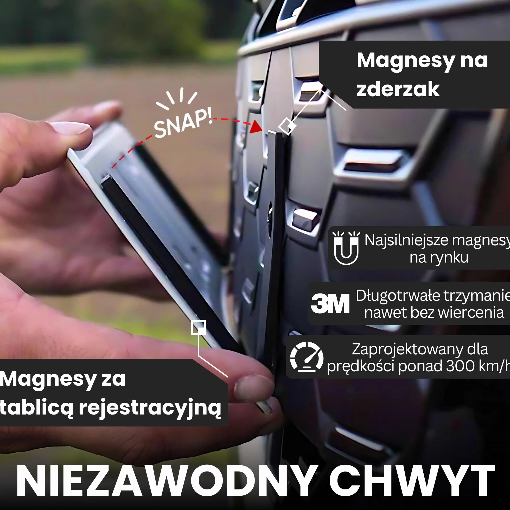 Ivality Bezramkowy Magnetyczny Uchwyt Tablicy Rejestracyjnej dla 2 Tablicy, Niewidoczny Uchwyt do Samochodu, Uchwyt Tablicy Wymiennej Austria, Zatwierdzony do Użytku Drogowego, TÜV 350 km/h