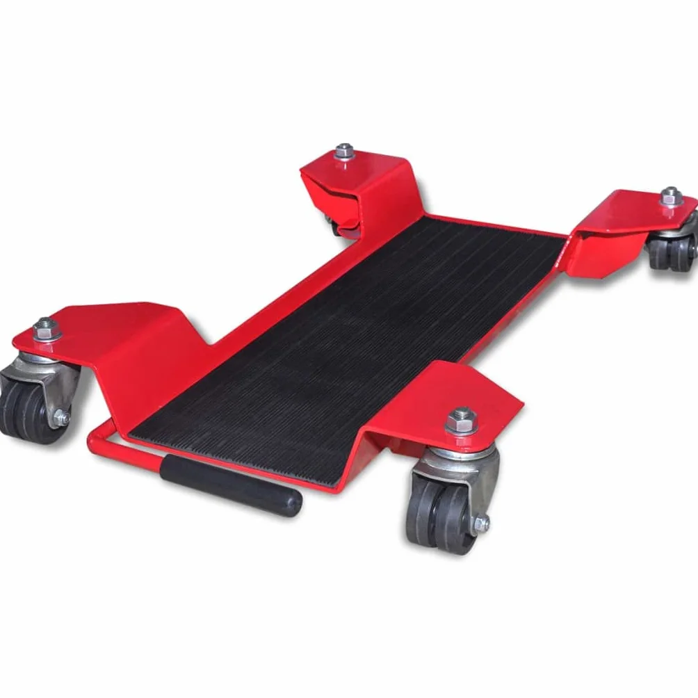 Pomoc manewrowa motocyklowa ze stali z lakierowaną powierzchnią 60 x 41,5 x 8 cm, nośność 100 kg, kółka skrętne 360 stopni, urządzenie hamulcowe do garażu i warsztatu