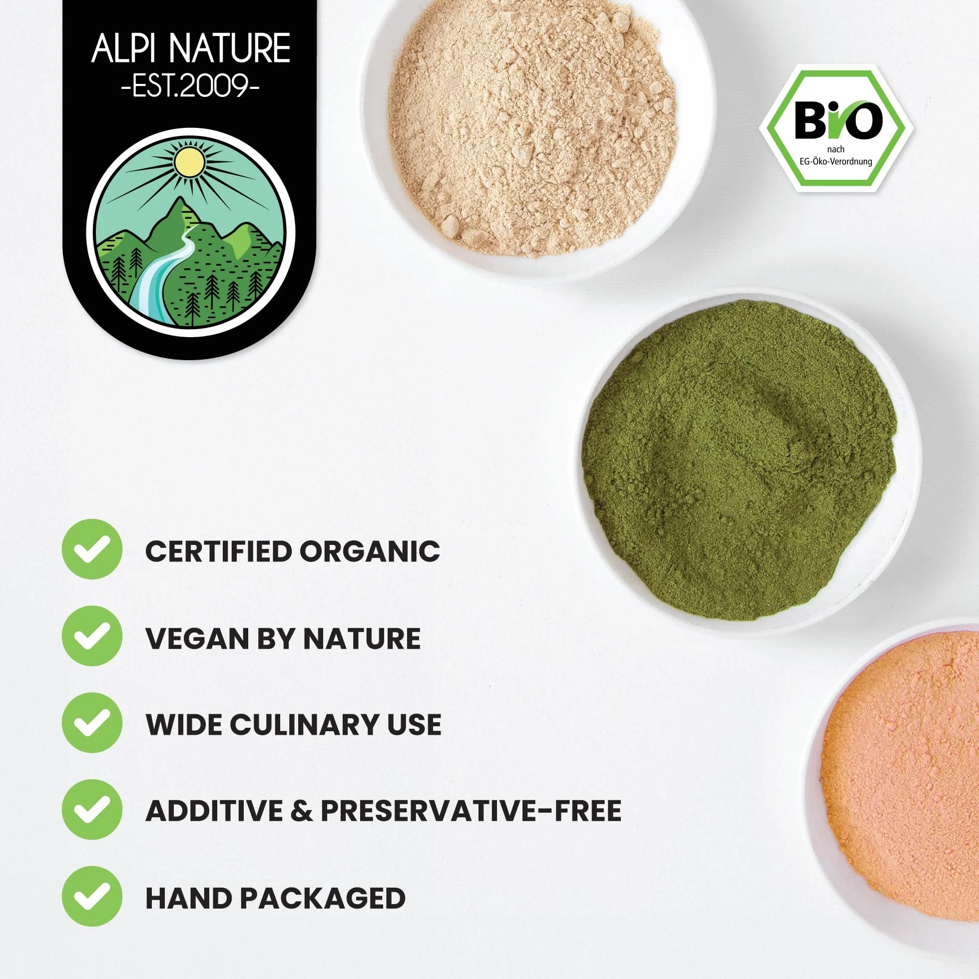 Alpi Nature Ekologiczna Matcha w Proszku 200g, Zielona Herbata Matcha Klasy Premium