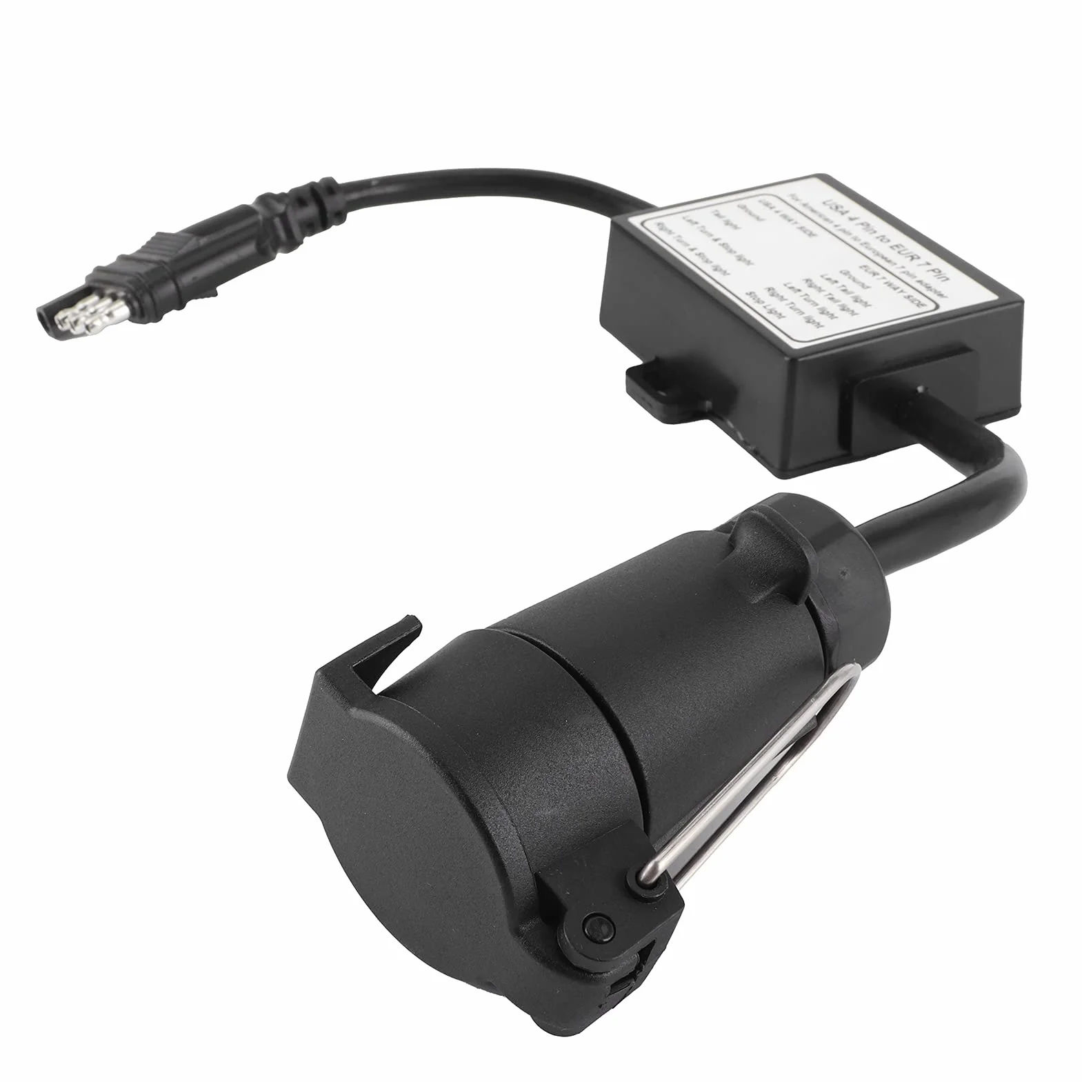 Przewód z wtyczką Przyczepy, Złącze Przyczepy Konwerter światła USA 4-pinowy na EUR 7-pinowy Adapter Stop/rozdzielanie Sygnału Hamowania